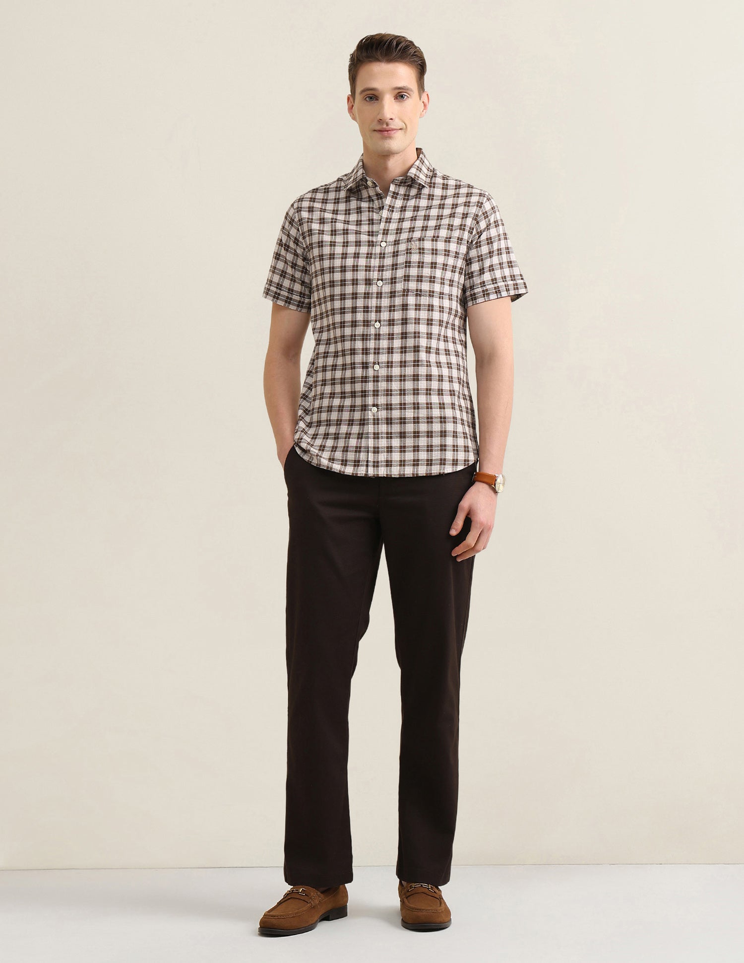 Gingham Checked Sotogrande Shirt Khaki - U.S. Polo Assn. India | Large