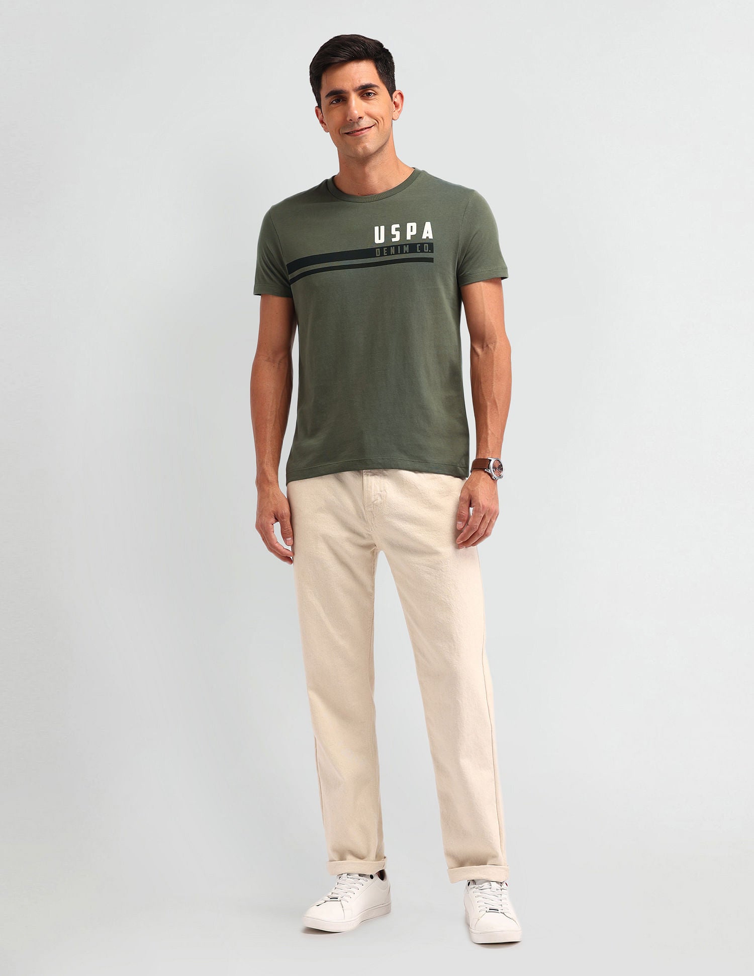 Outdoor Muscle Fit Brand T-Shirt Olive - U.S. POLO ASSN. | Large