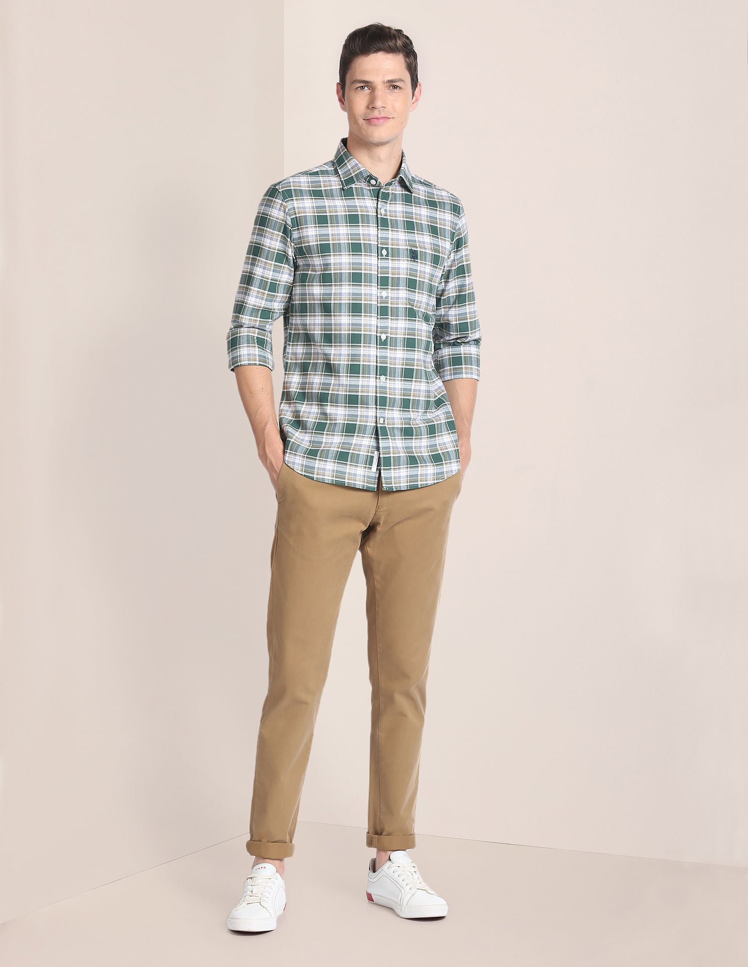 Plaid Check Oxford Shirt Green - U.S. Polo Assn. India | Large