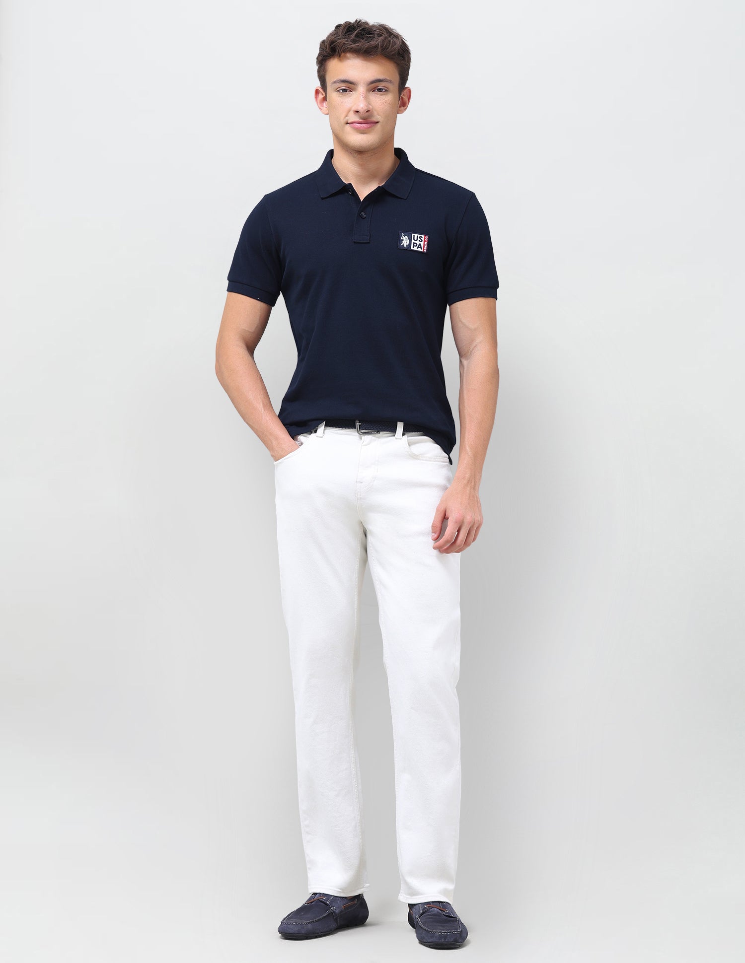 Solid Slim Fit Polo Shirt Navy - U.S. Polo Assn. India | Large