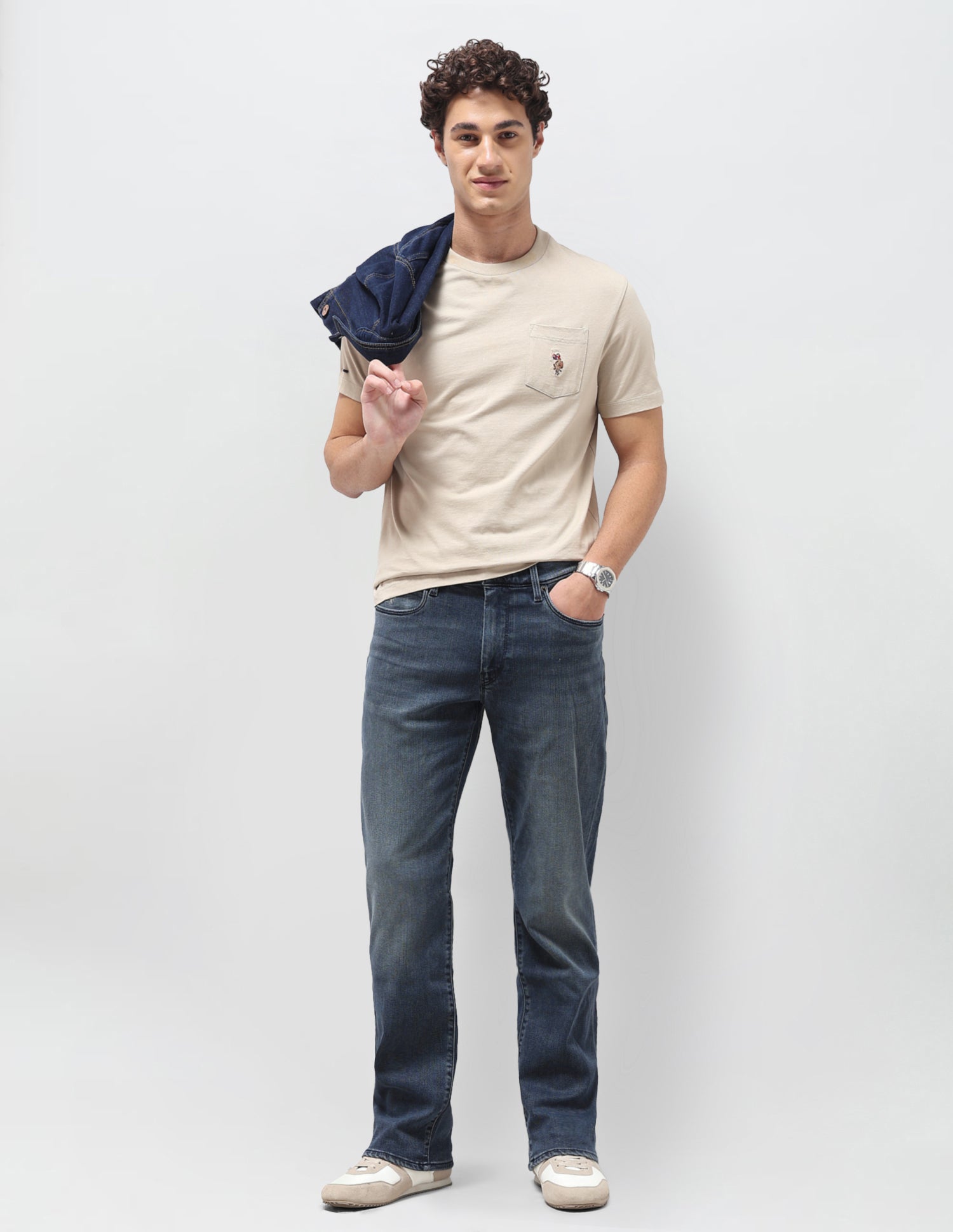 Harold Slim Straight Fit Blue Jeans Mid Blue - U.S. Polo Assn. India | Large
