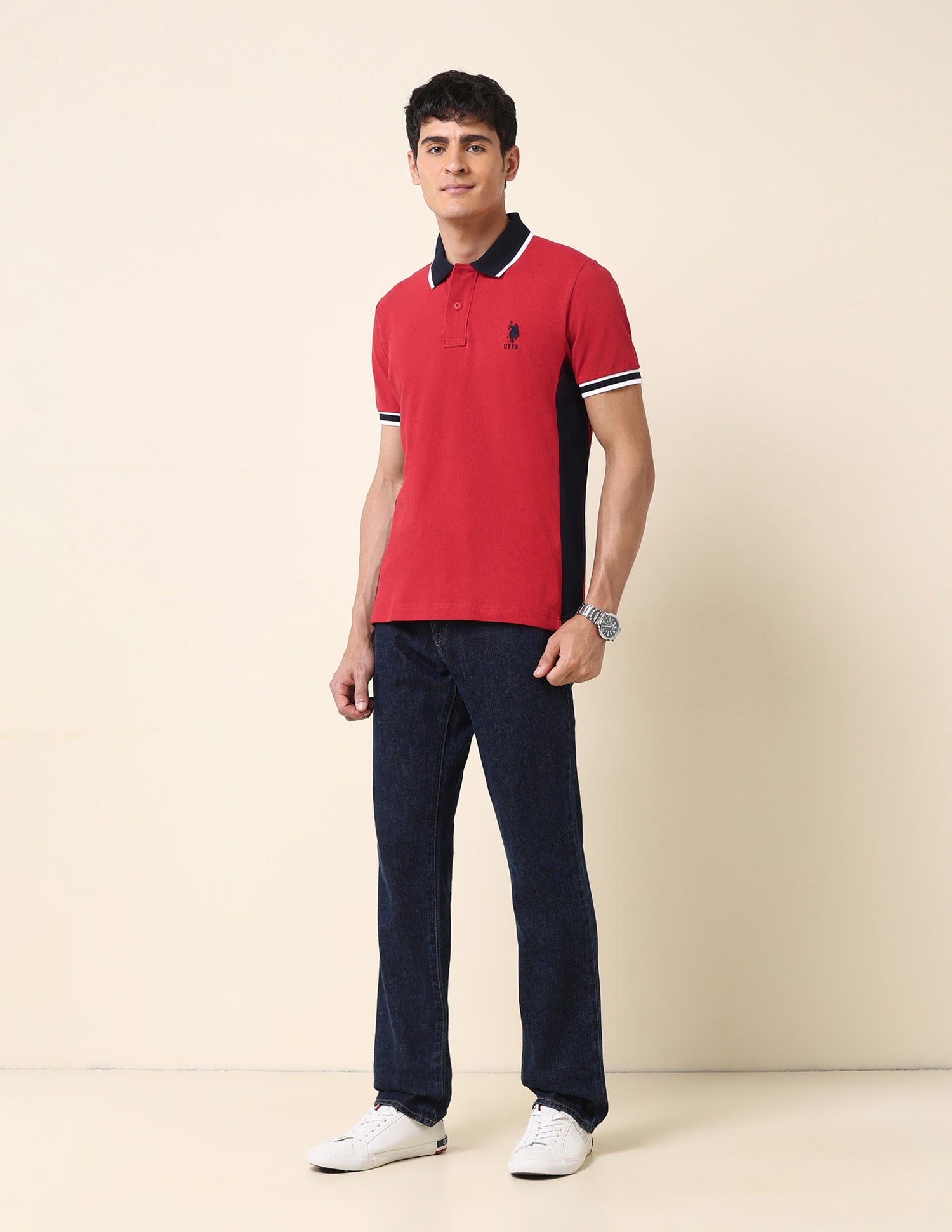 Pure Cotton Classic Polo Shirt Red - U.S. Polo Assn. India | Large