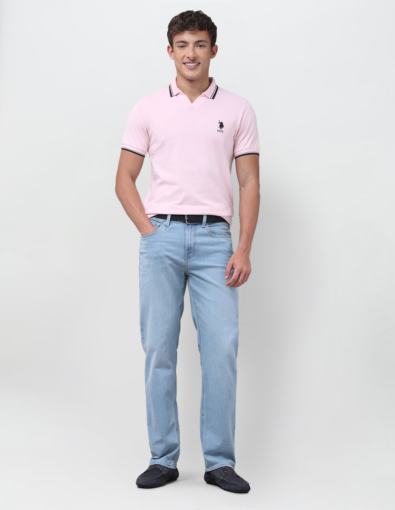 Solid Relaxed Fit Polo Shirt Light Pink - U.S. Polo Assn. India | Large
