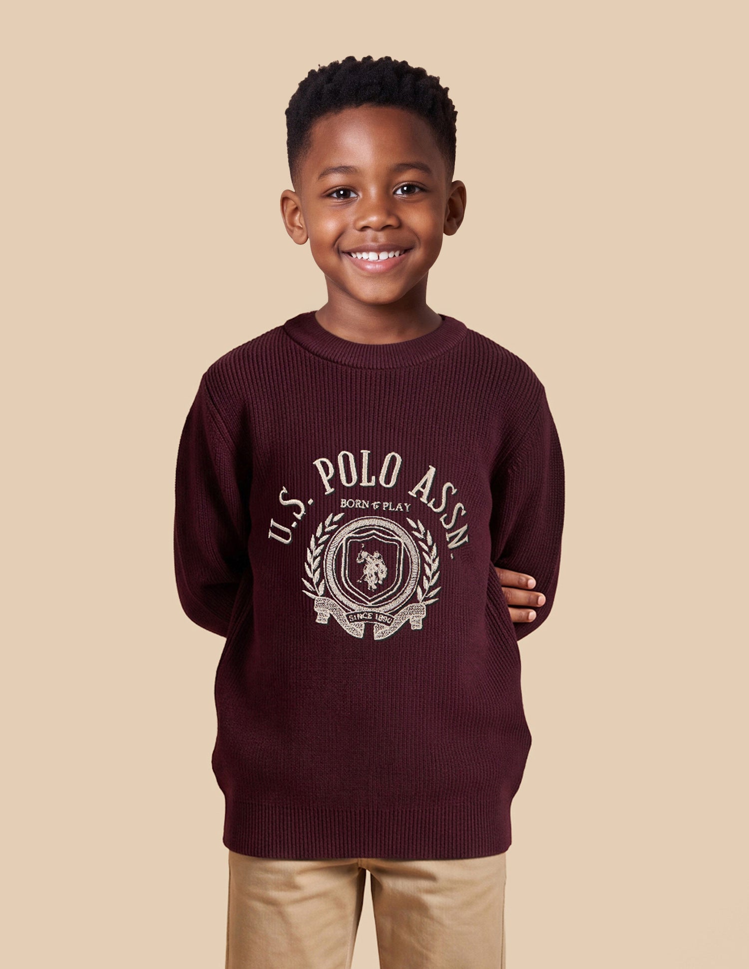 Brand Embroidered Regular Fit Sweater Wine - U.S. Polo Assn. India | Large