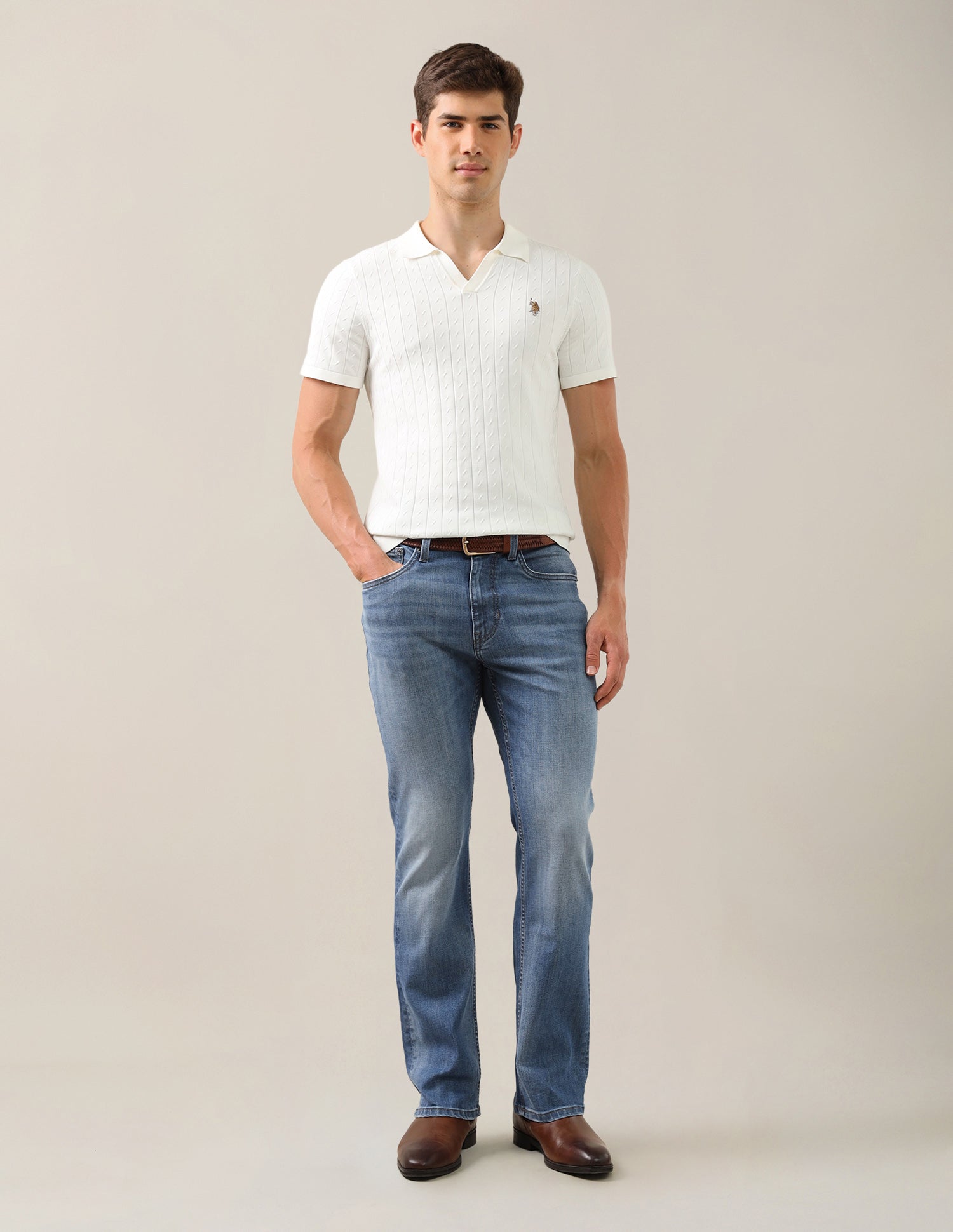 Connor Bootcut Fit Blue Jeans Mid Blue - U.S. Polo Assn. India | Large