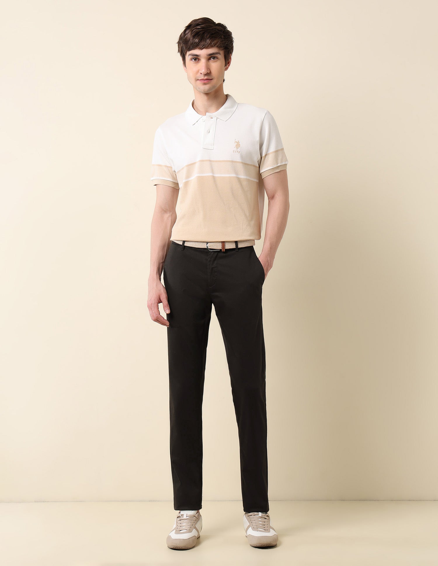 Slim Fit Mid Rise Trousers Choco Brown - U.S. Polo Assn. India | Large