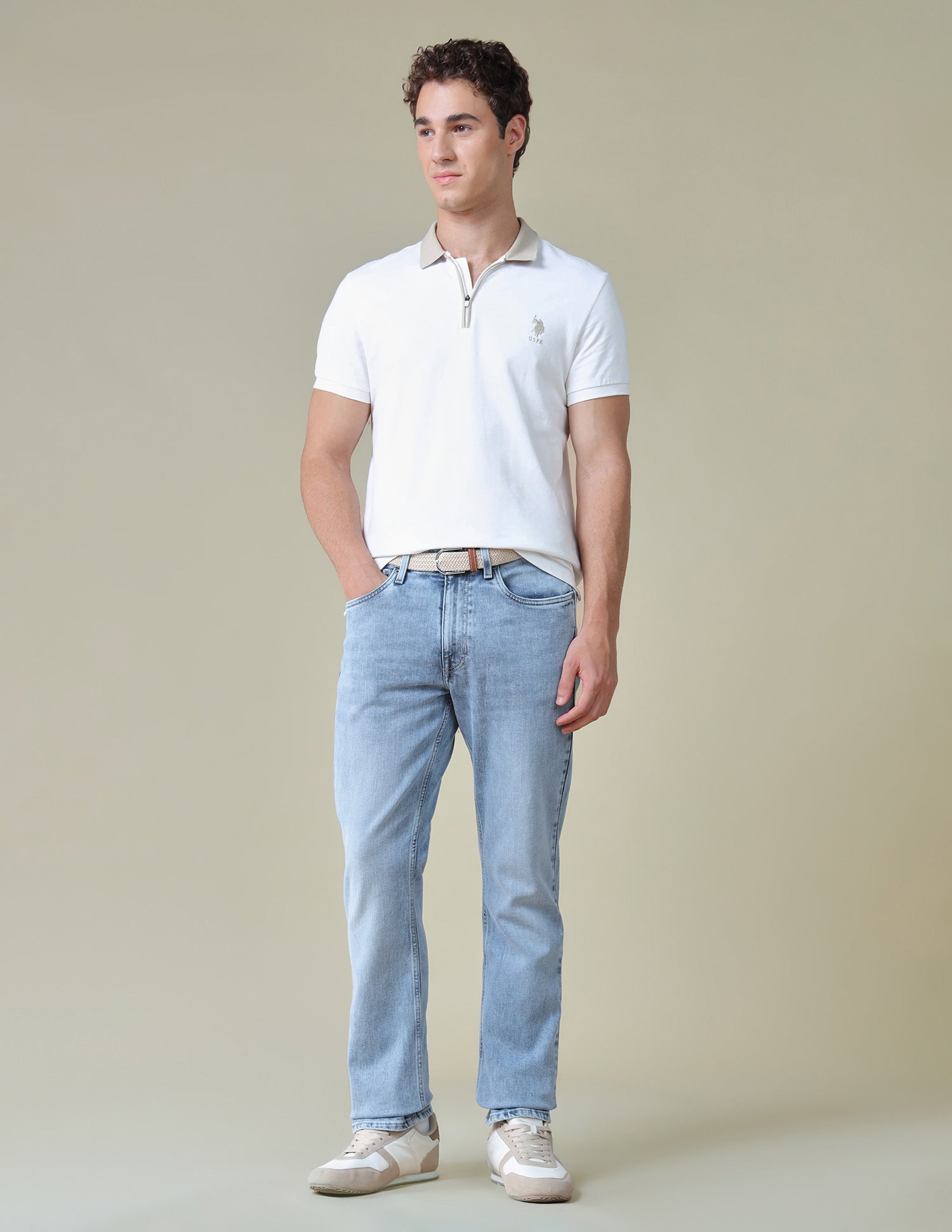 Harold Slim Straight Fit Blue Jeans Light Blue - U.S. Polo Assn. India | Large