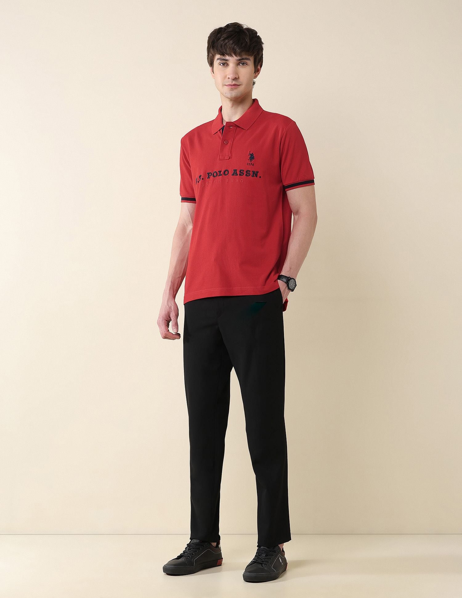 Slim Fit Brand Embroidered Polo Shirt Red - U.S. POLO ASSN. | Large