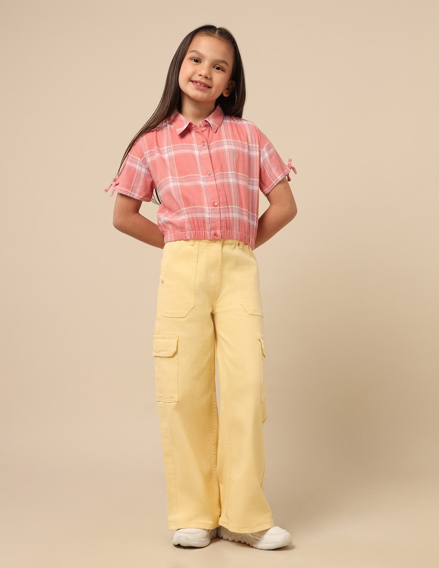 Girls Checked Regular Fit Top Pink - U.S. POLO ASSN. | Large