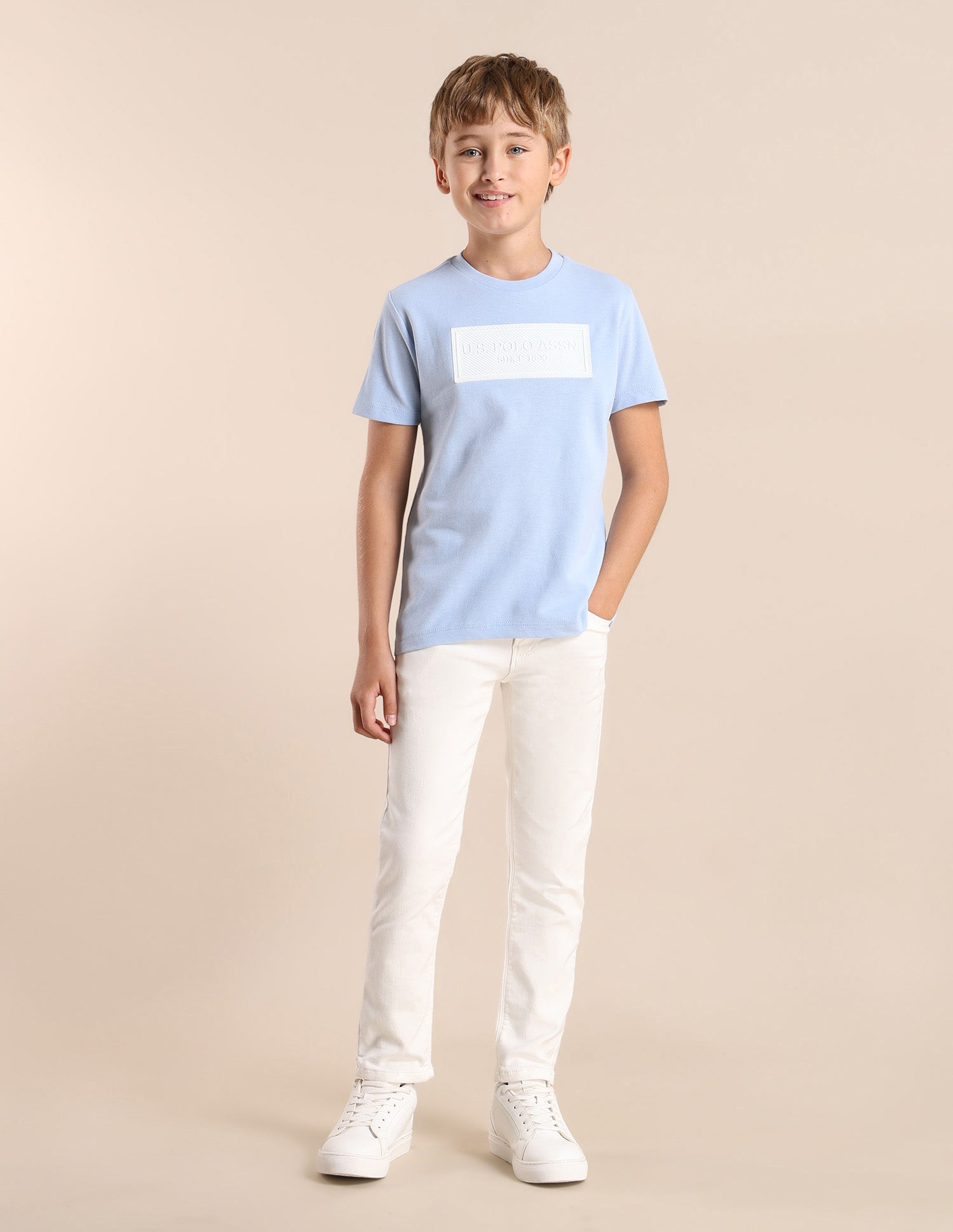 Boys Brand Printed Regular Fit T-Shirt Blue - U.S. POLO ASSN. | Large