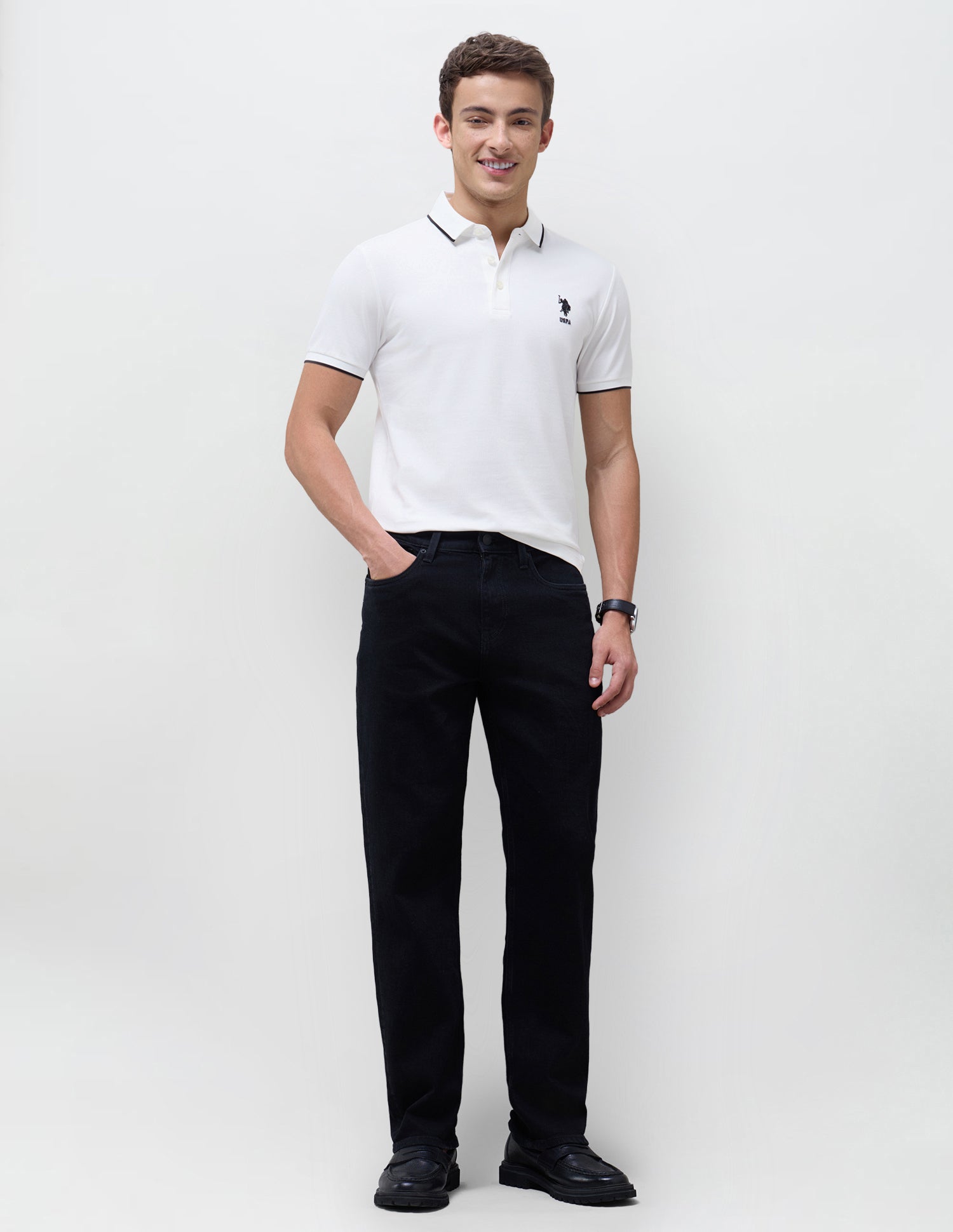 Solid Slim Fit Polo Shirt White - U.S. Polo Assn. India | Large