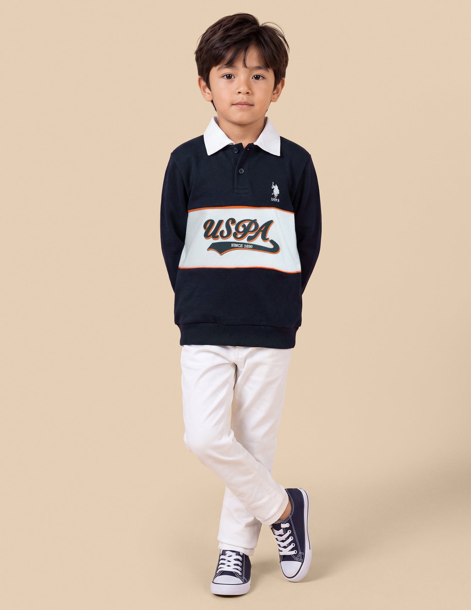 Brand Printed Regular Fit Sweatshirt Navy - U.S. Polo Assn. India | Large