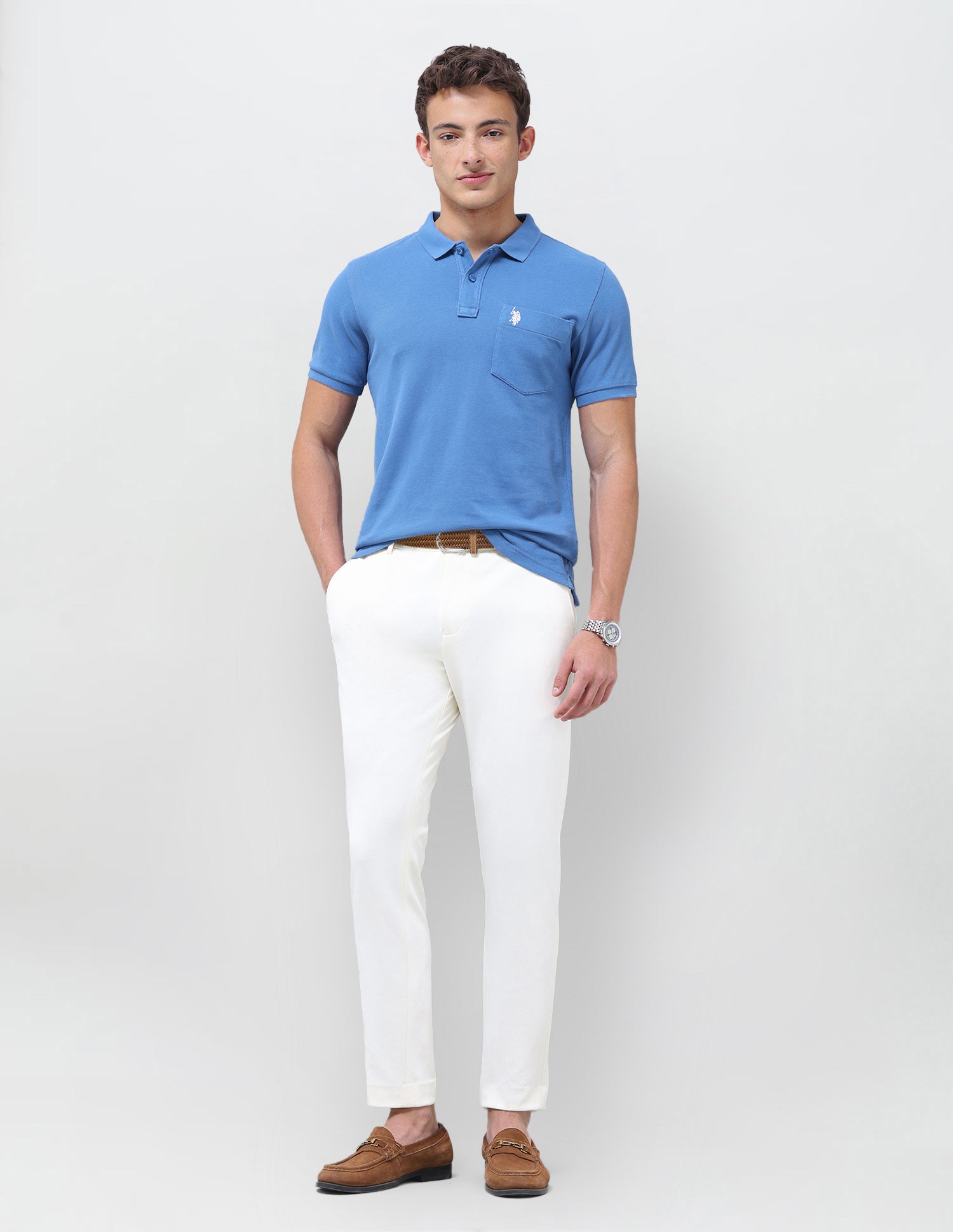 Solid Slim Fit Polo Shirt Dark Blue - U.S. Polo Assn. India | Large