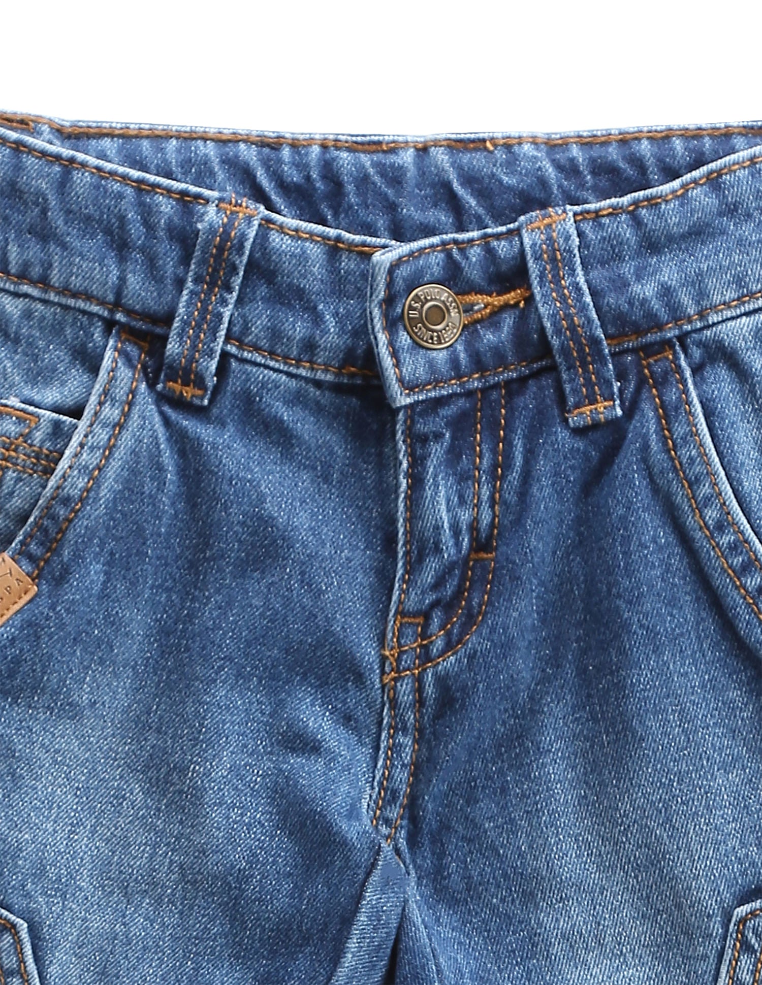 Boys Mid Rise Pure Cotton Jeans Blue - U.S. Polo Assn. India | Large