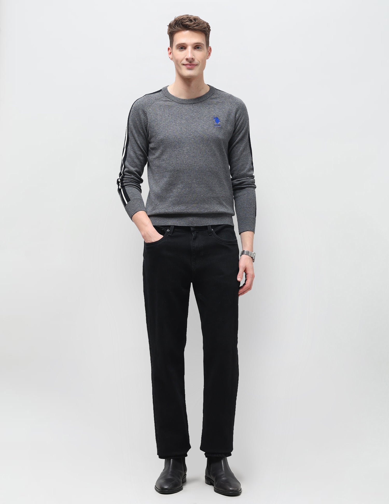 Heathered Regular Fit Sweater Beige - U.S. Polo Assn. India | Large