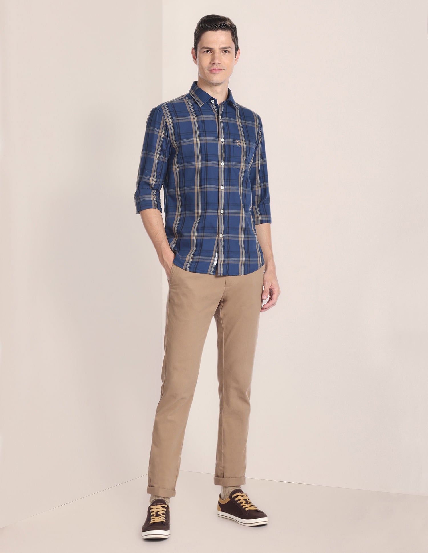 Tartan Check Twill Shirt Blue - U.S. Polo Assn. India | Large