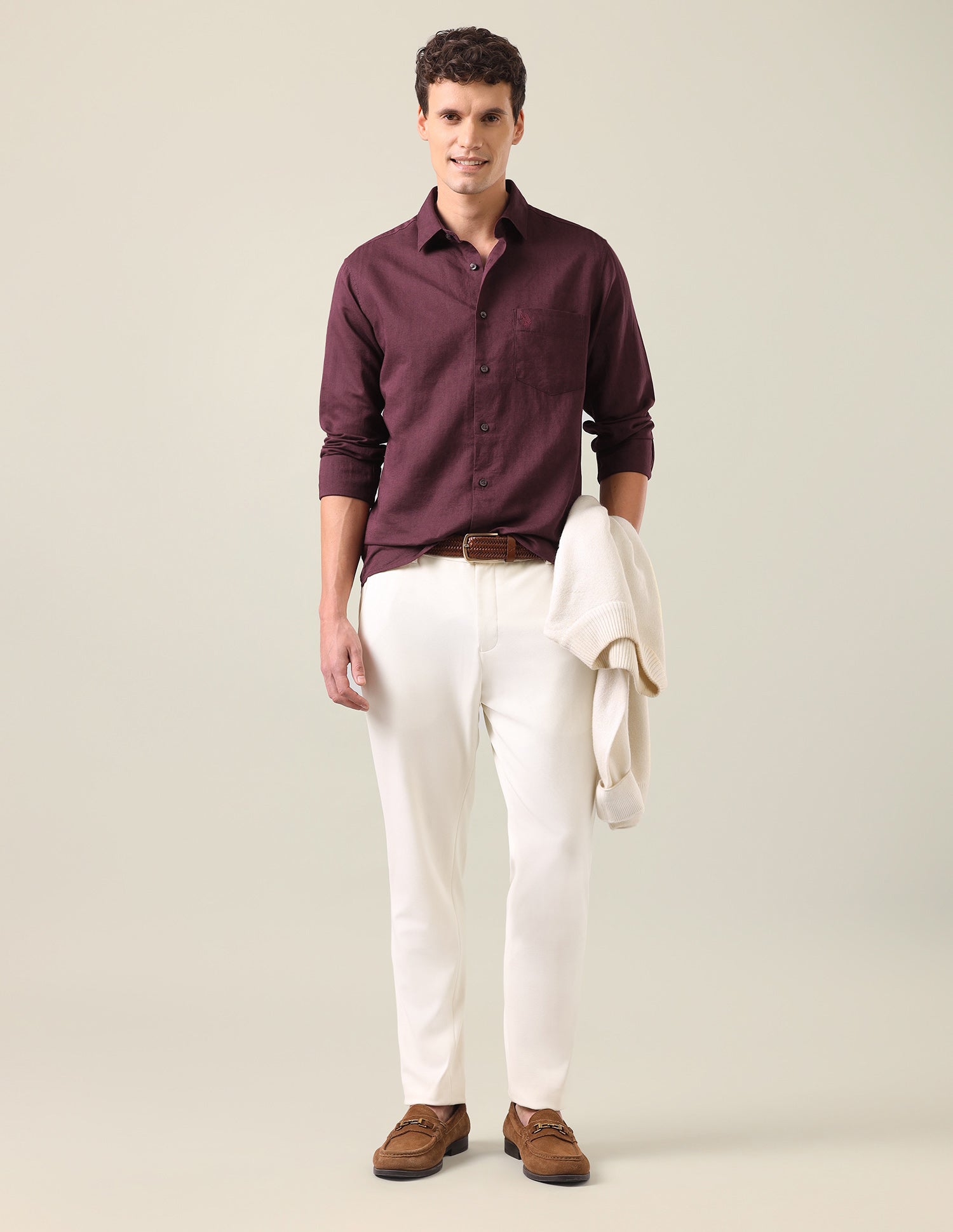 Solid Tailored Fit Shirt Wine - U.S. Polo Assn. India | Large