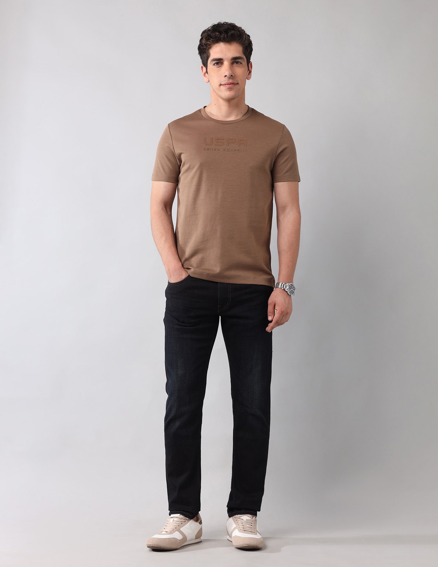 Brand Embossed Black Label T-Shirt Brown - U.S. Polo Assn. India | Large