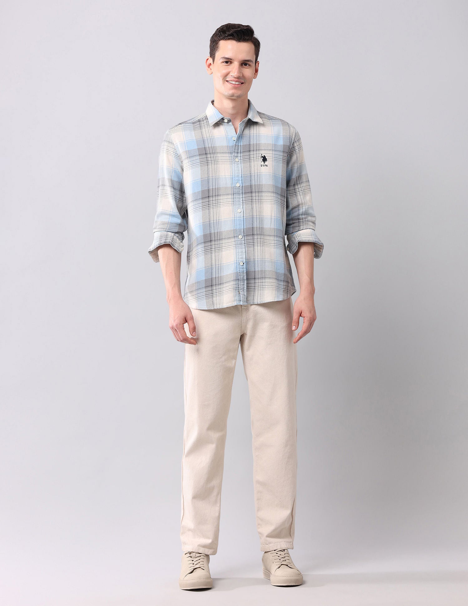 Regular Fit Checked Shirt Blue - U.S. POLO ASSN. | Large