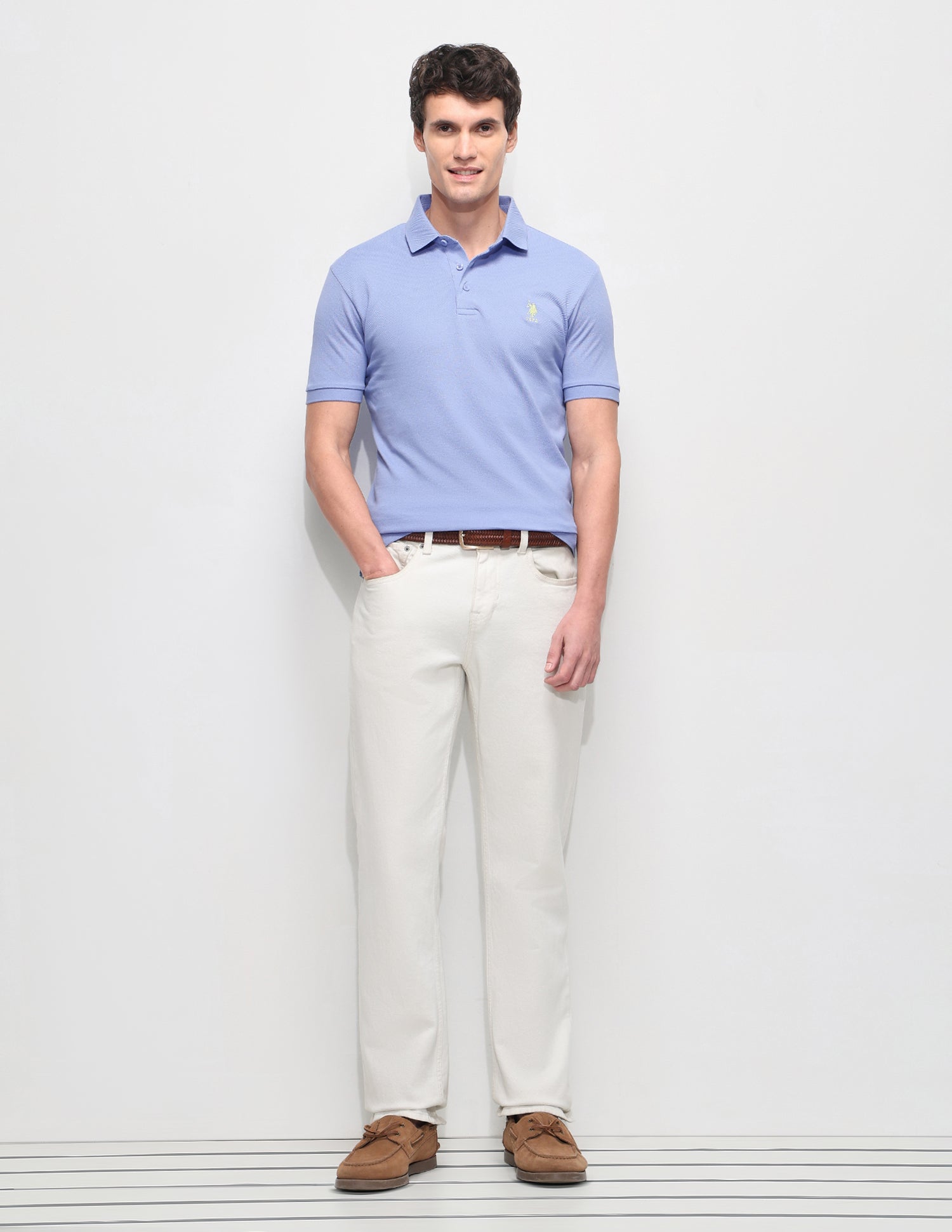Solid Slim Fit Polo Shirt Blue - U.S. Polo Assn. India | Large
