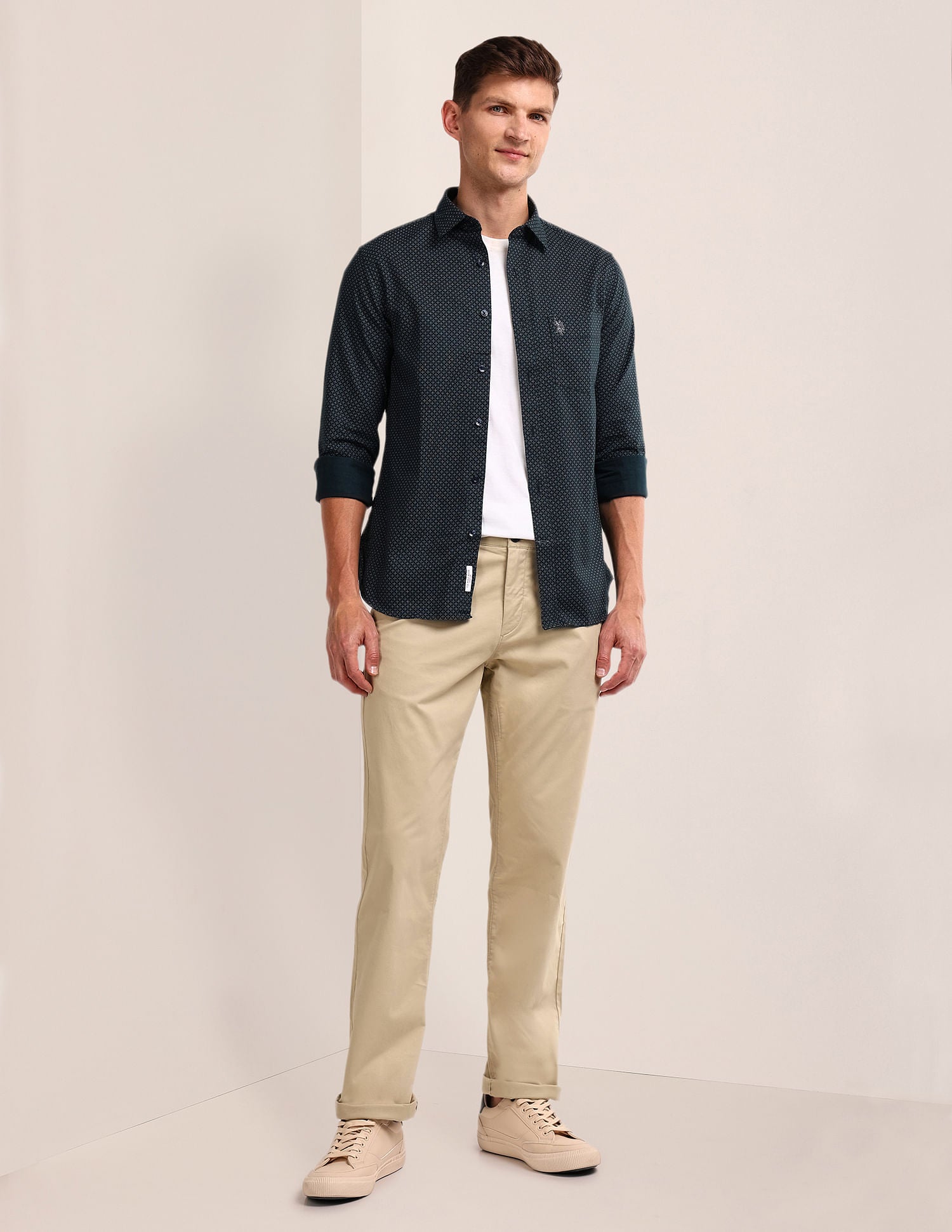 Riley Straight Solid Trousers Khaki - U.S. POLO ASSN. | Large