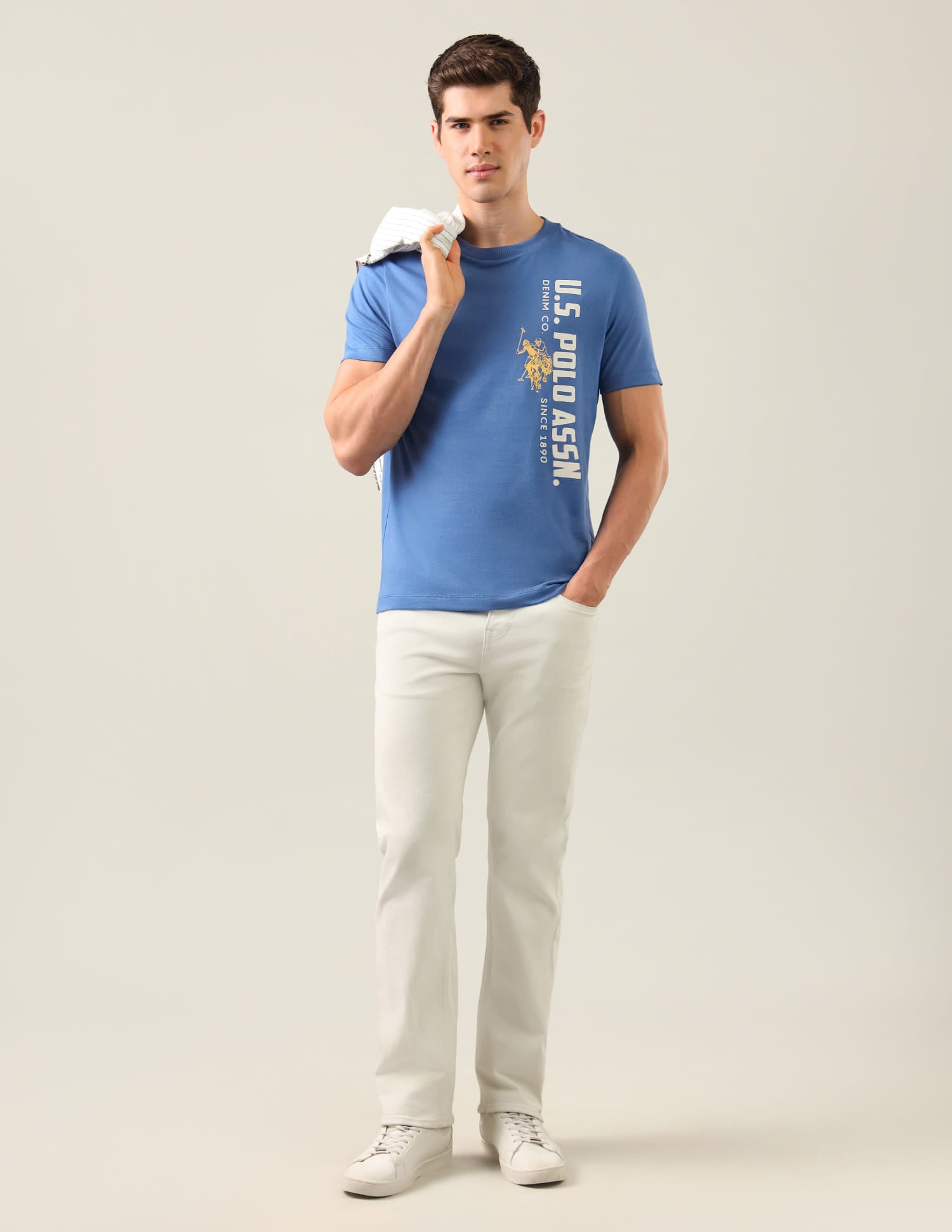 Brand Printed Regular Fit T-Shirt Blue - U.S. Polo Assn. India | Large