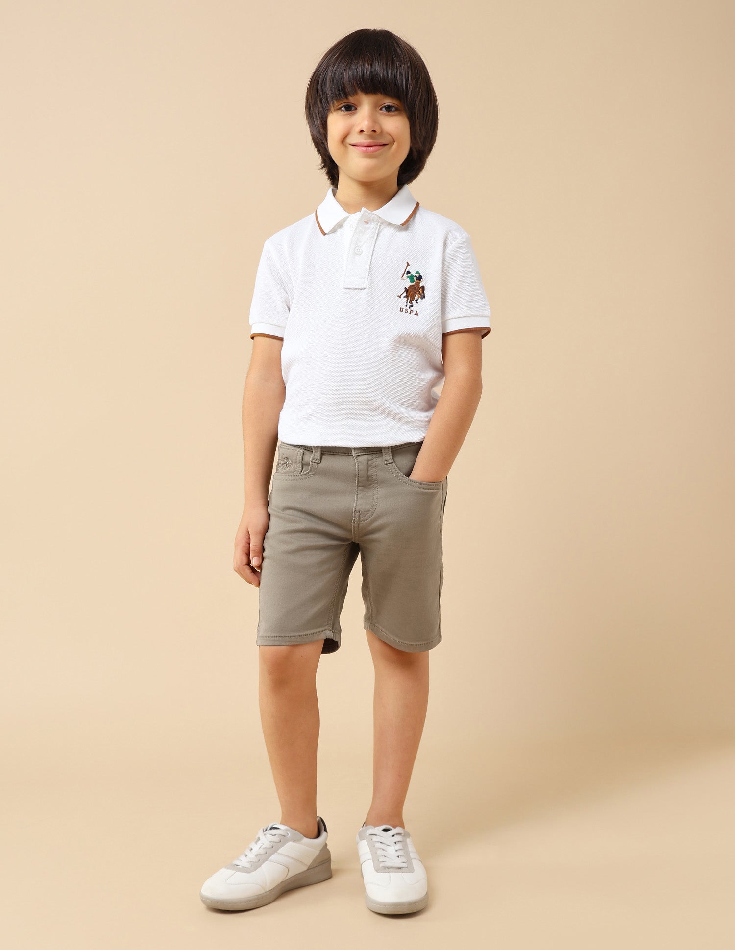Boys Solid Relaxed Fit Shorts Olive - U.S. POLO ASSN. | Large