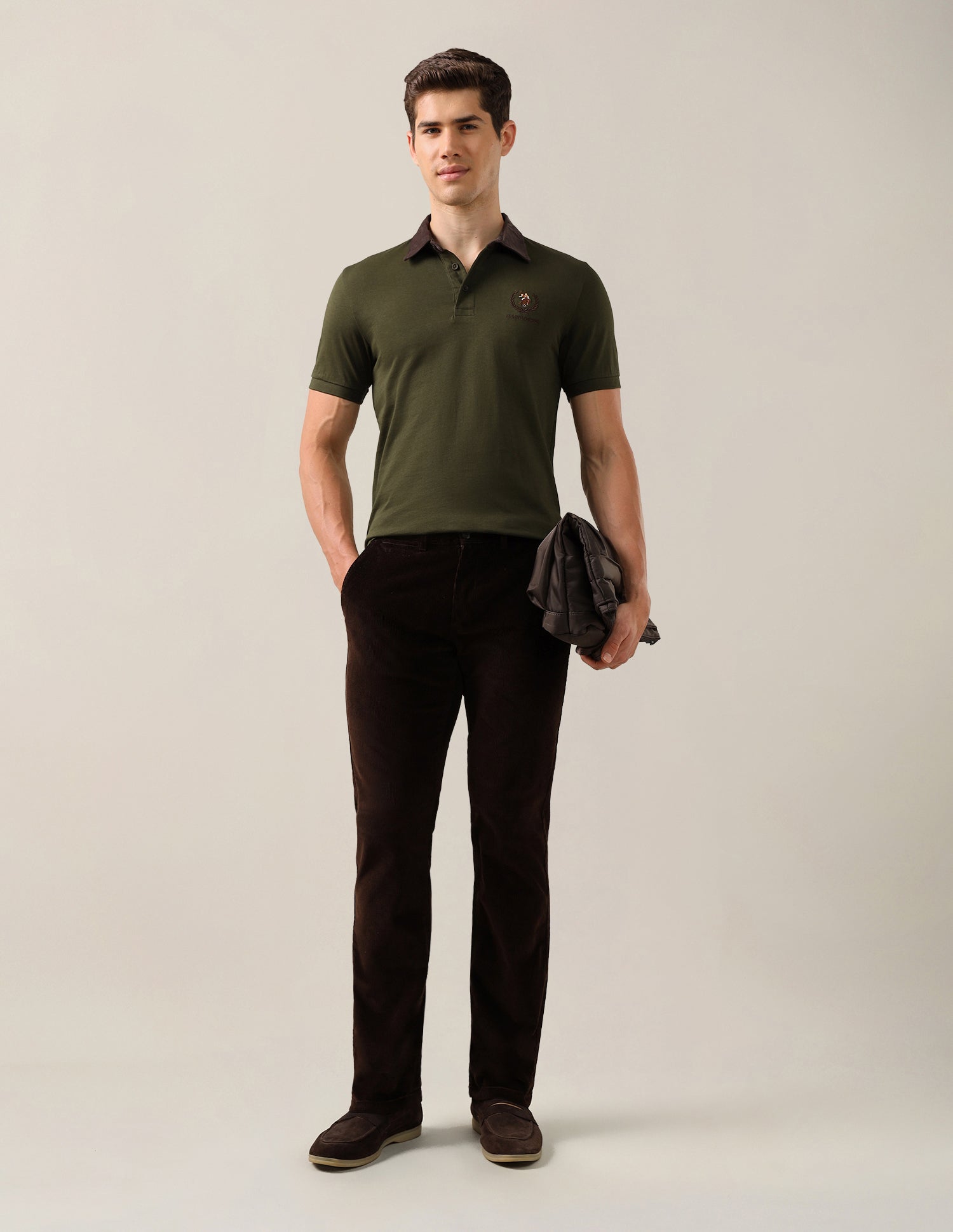 Solid Slim Fit Polo Shirt Olive - U.S. Polo Assn. India | Large