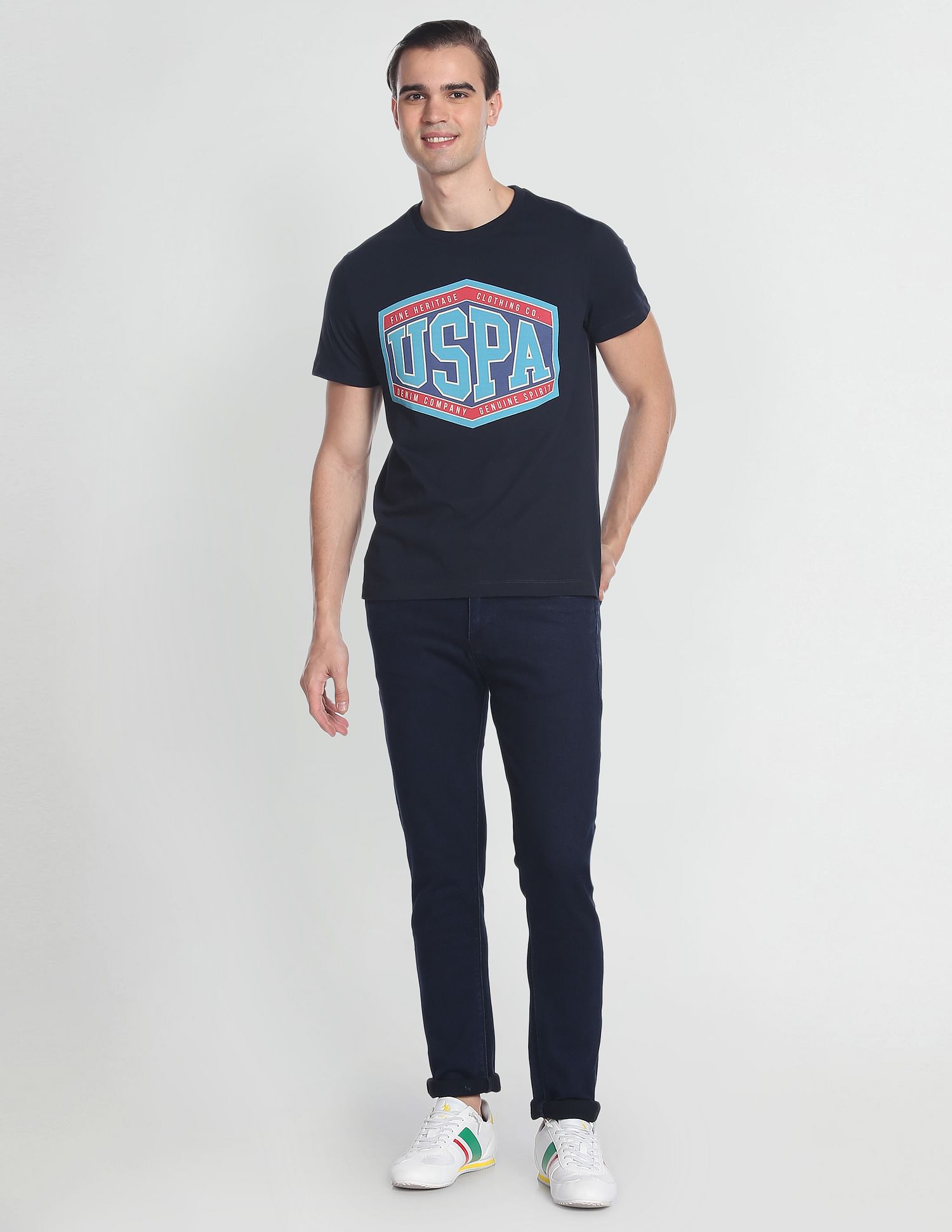 Cotton Slim Fit T-Shirt Navy - U.S. Polo Assn. India | Large