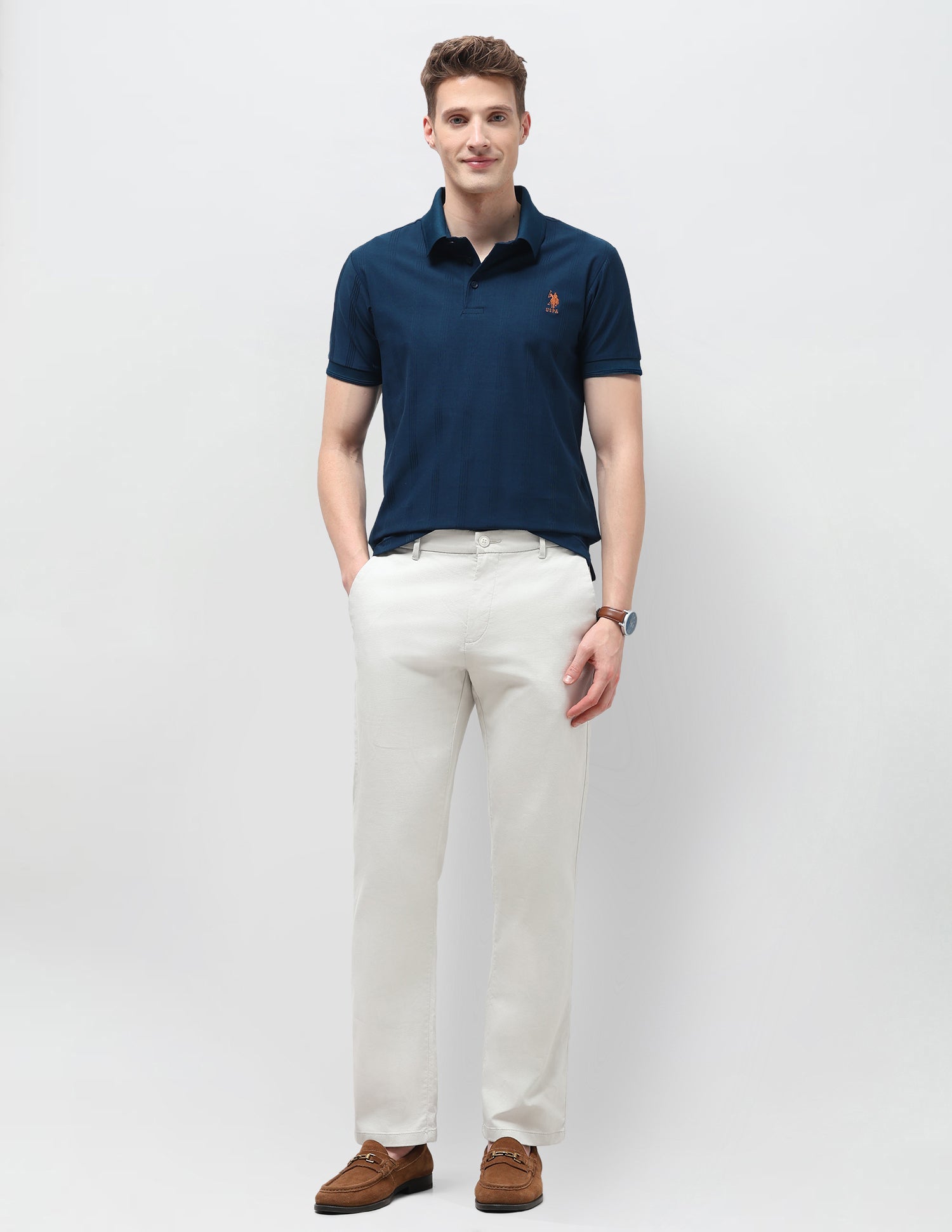 Vertical Striped Slim Fit Polo Shirt Dark Blue - U.S. Polo Assn. India | Large