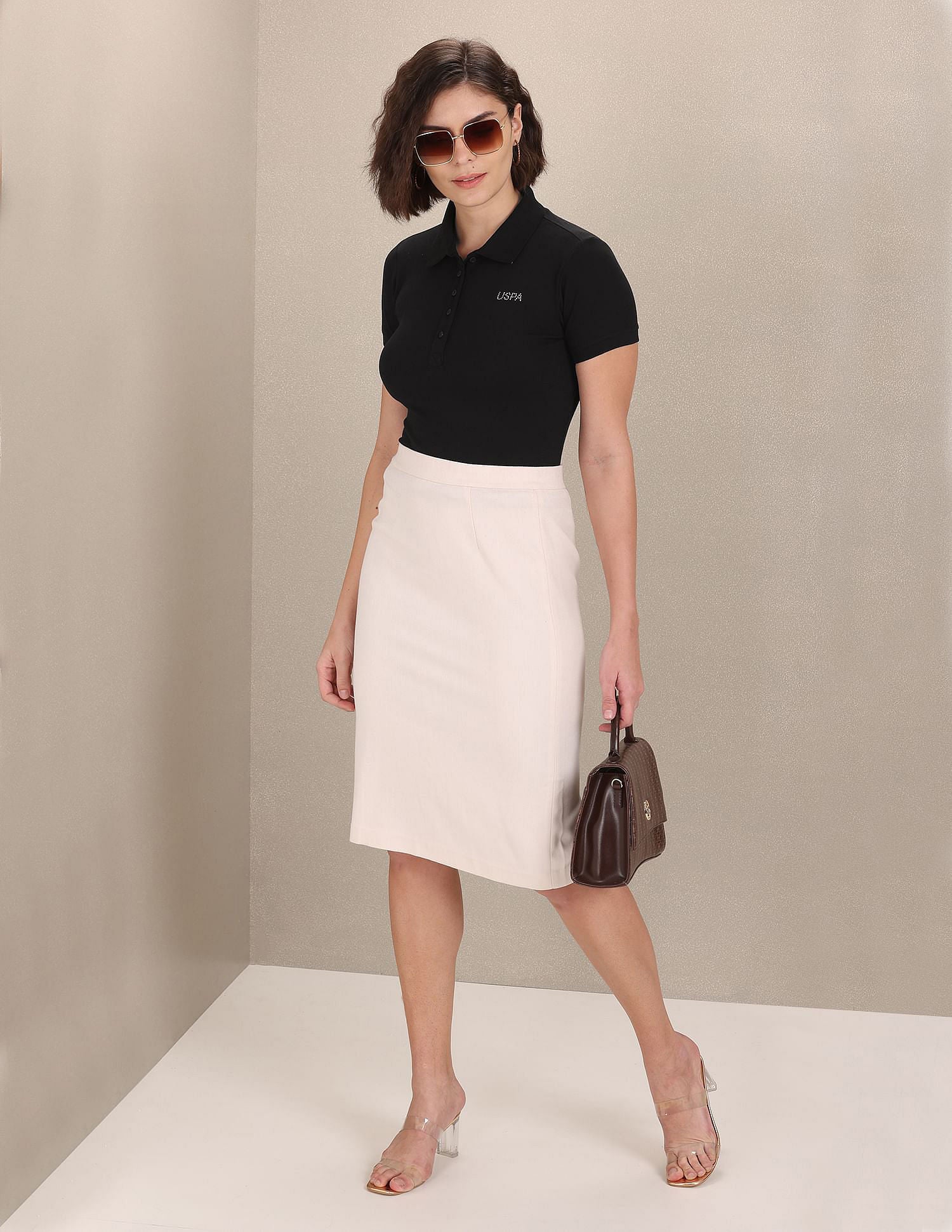 Embellished Logo Pique Polo Shirt Black - U.S. POLO ASSN. | Large