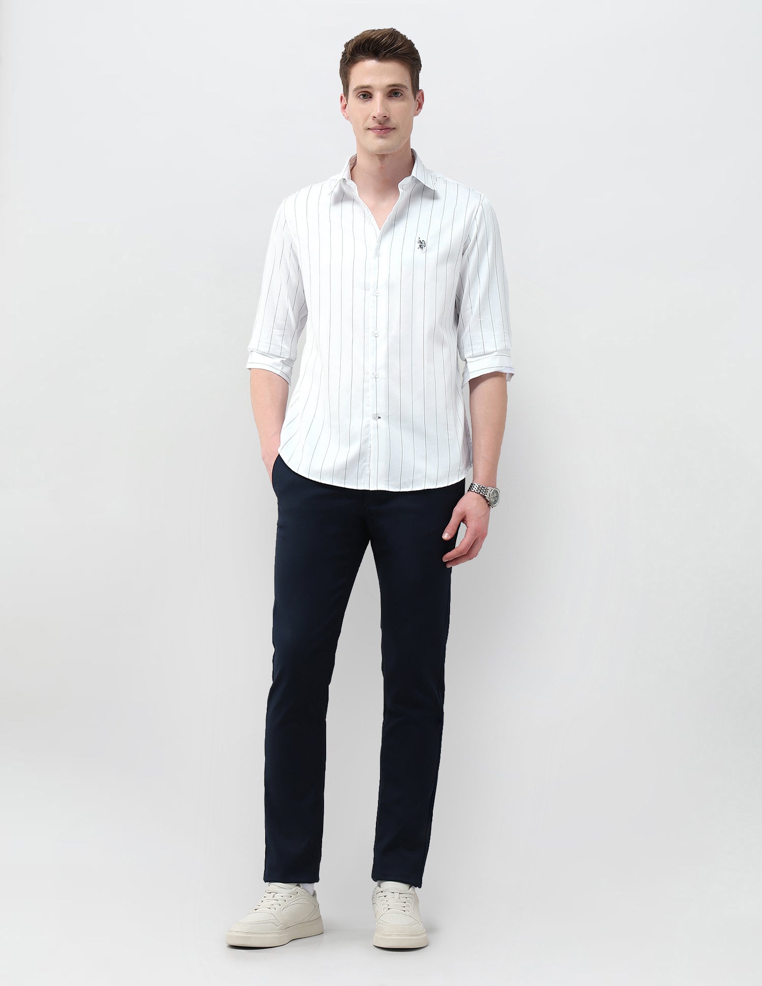 Tailored Fit Satin Shirt Teal - U.S. Polo Assn. India | Large