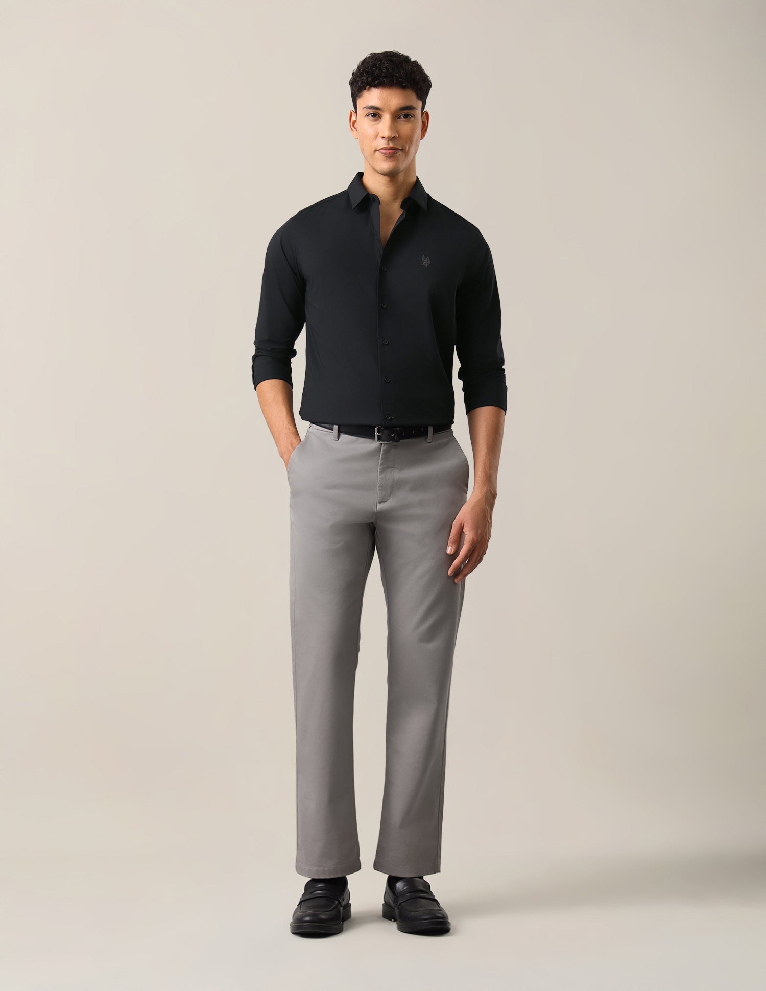 Solid Tailored Fit Shirt Navy - U.S. Polo Assn. India | Large