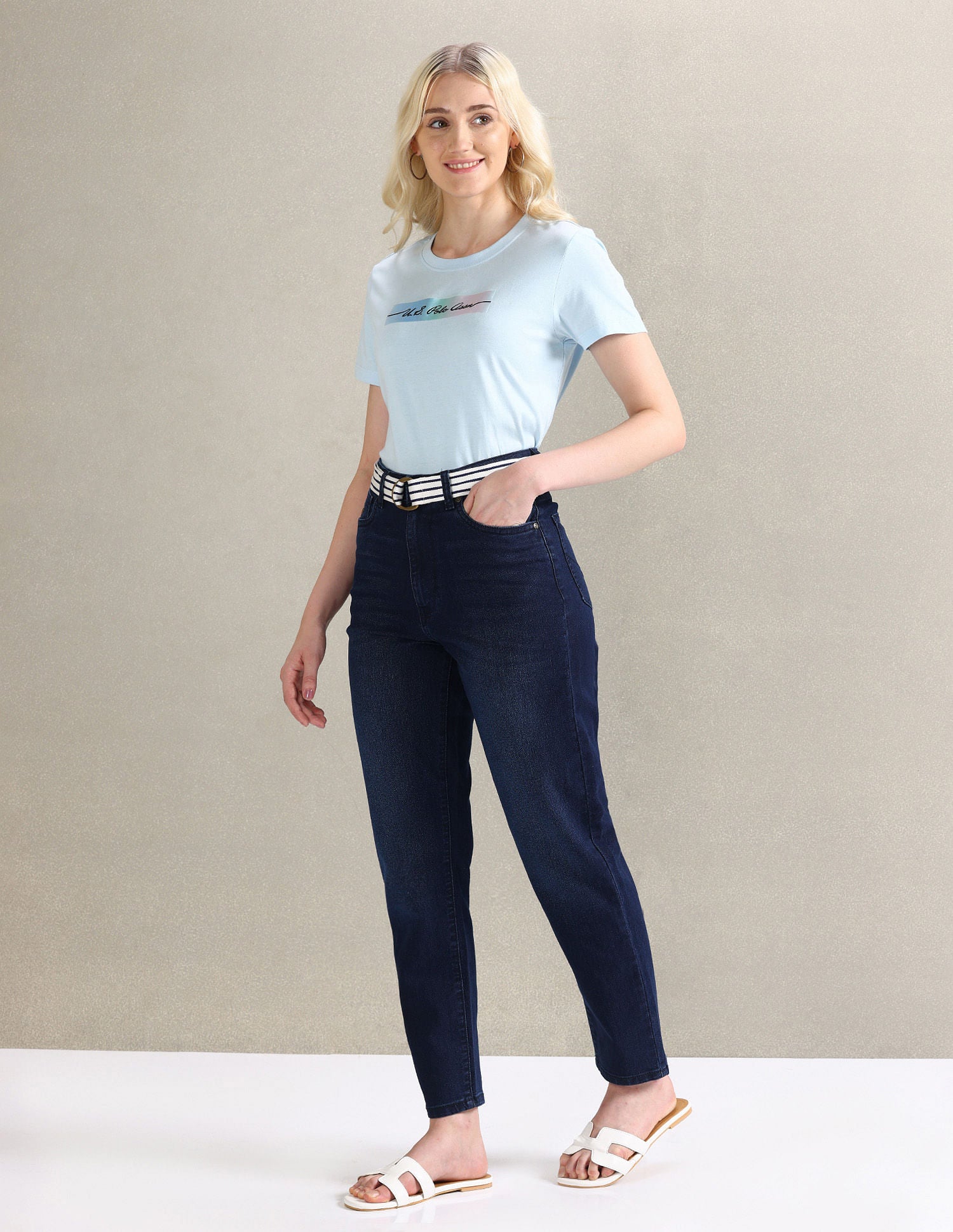 Mom Fit Blue Jeans Blue - U.S. POLO ASSN. | Large