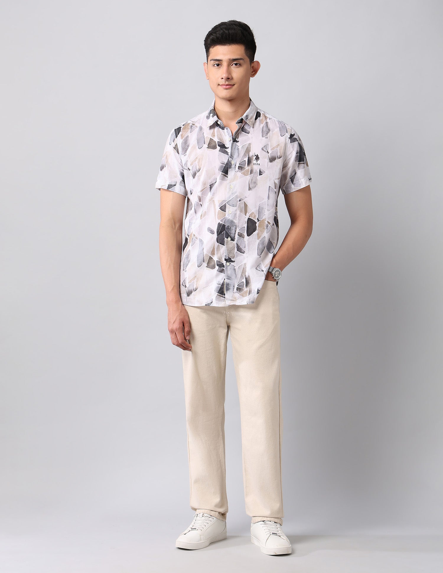 Abstract Printed Regular Fit Shirt Purple - U.S. Polo Assn. India | Large