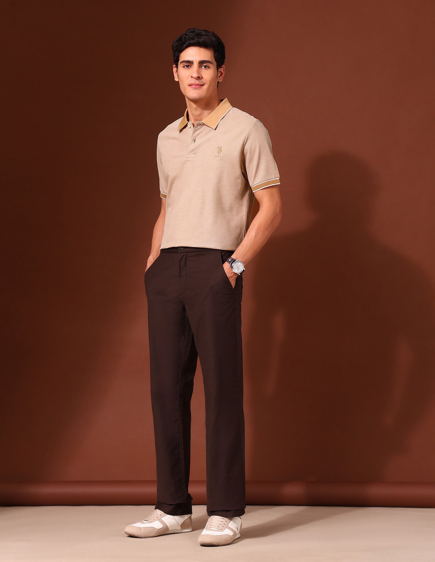 Solid Work and Wander Polo Shirt Beige - U.S. POLO ASSN. | Large