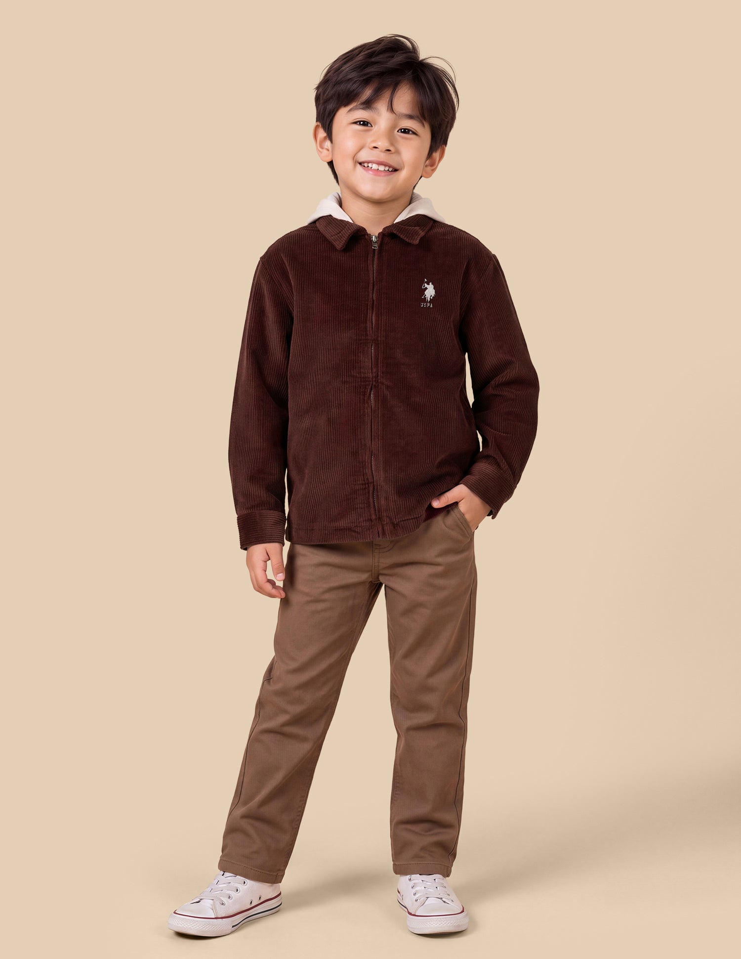 Corduroy Regular Fit Zipper Shacket Rust - U.S. Polo Assn. India | Large
