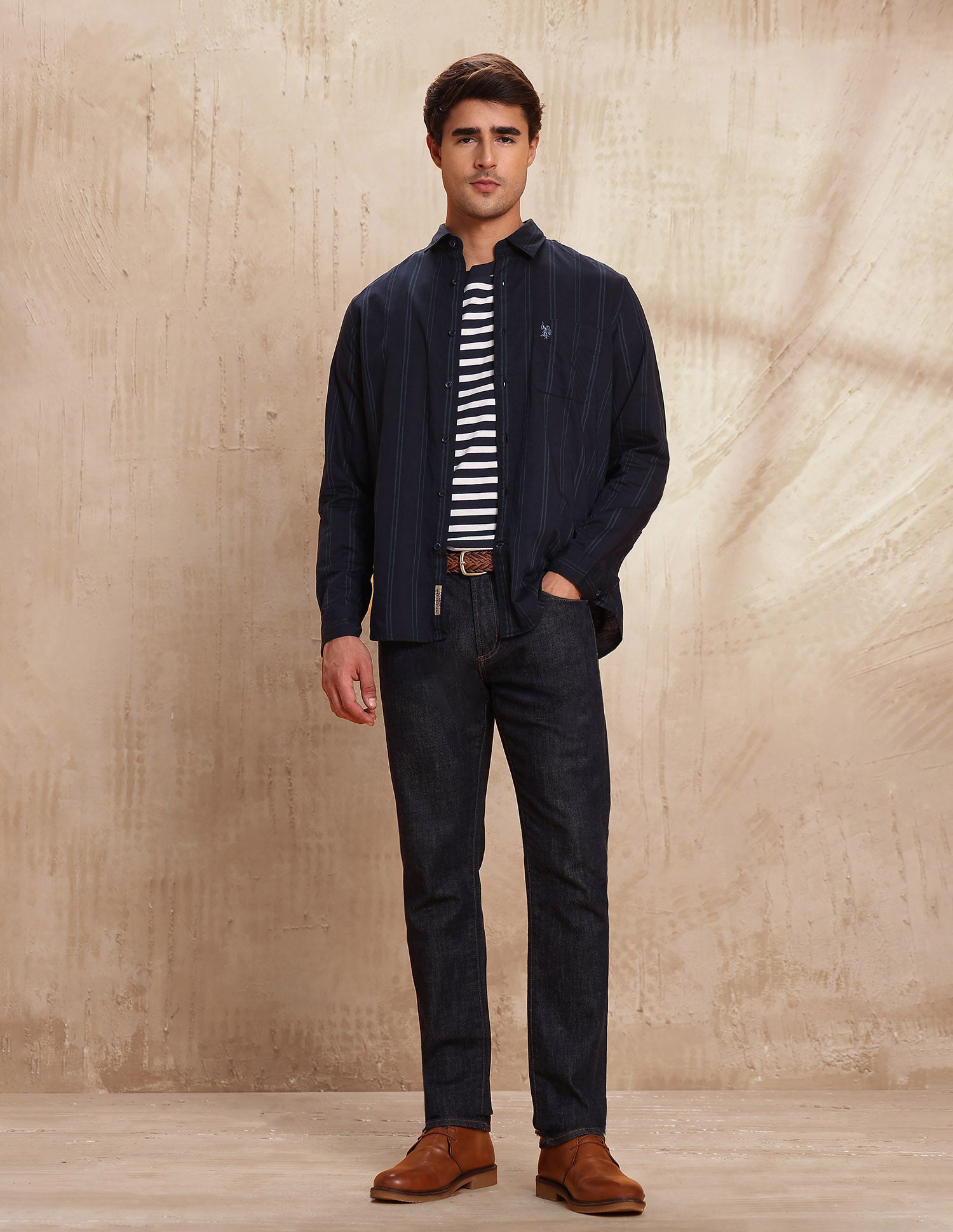 Slim Fit Vertical Striped Shirt Navy - U.S. POLO ASSN. | Large