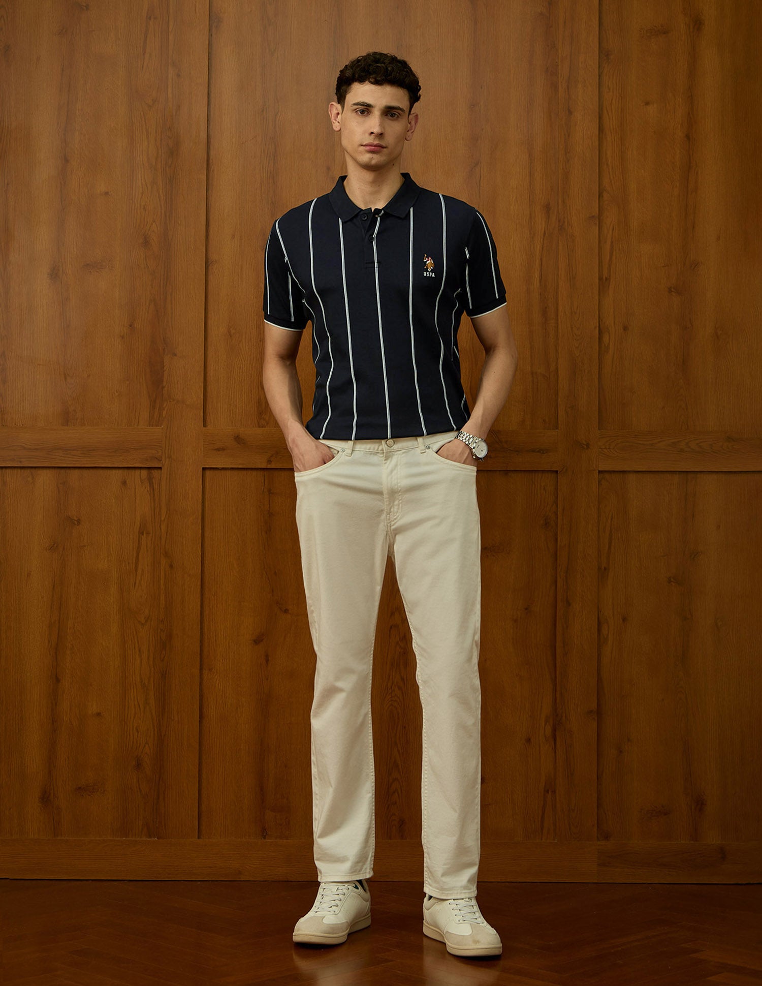 Vertical Striped Slim Fit Polo Shirt Navy - U.S. POLO ASSN. | Large