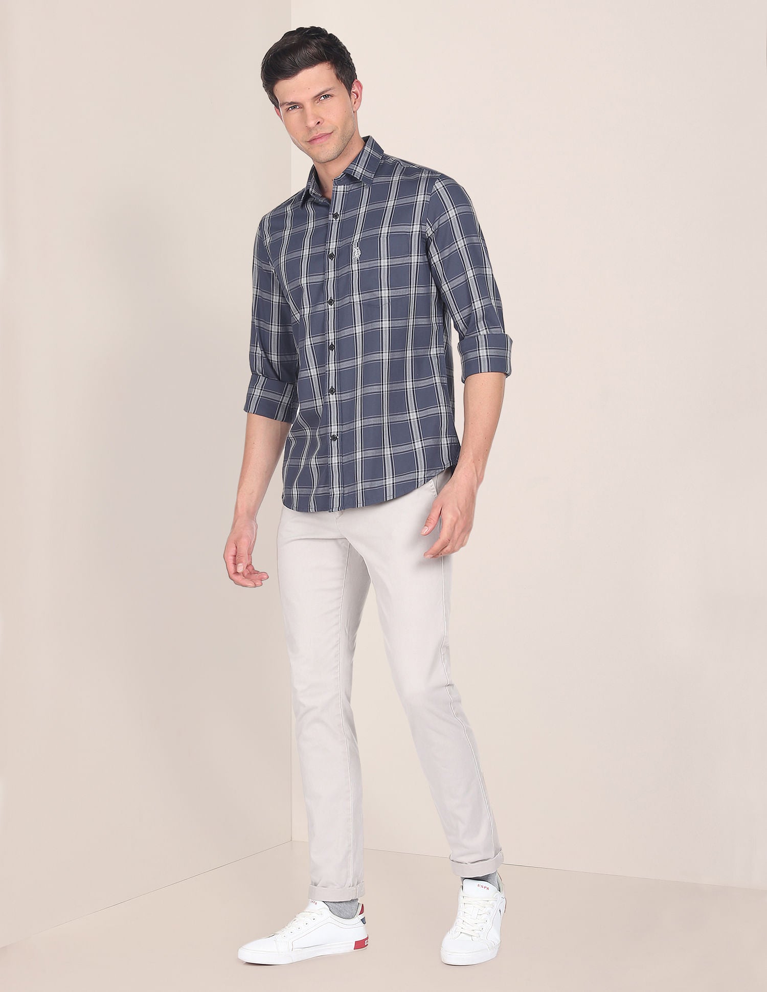 Tartan Check Twill Casual Shirt Dark Grey - U.S. Polo Assn. India | Large