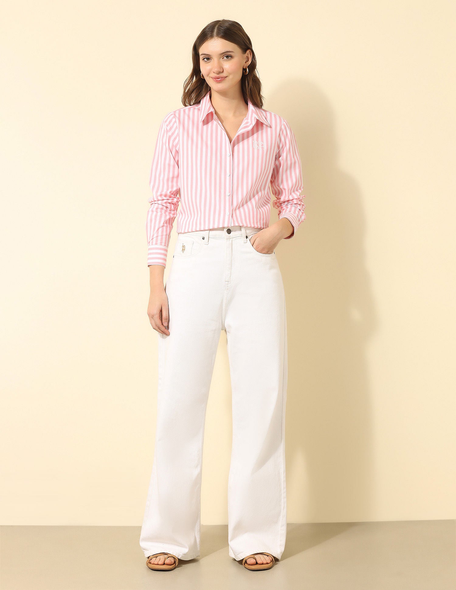 Regular Fit Vertical Striped Shirt Light Pink - U.S. POLO ASSN. | Large