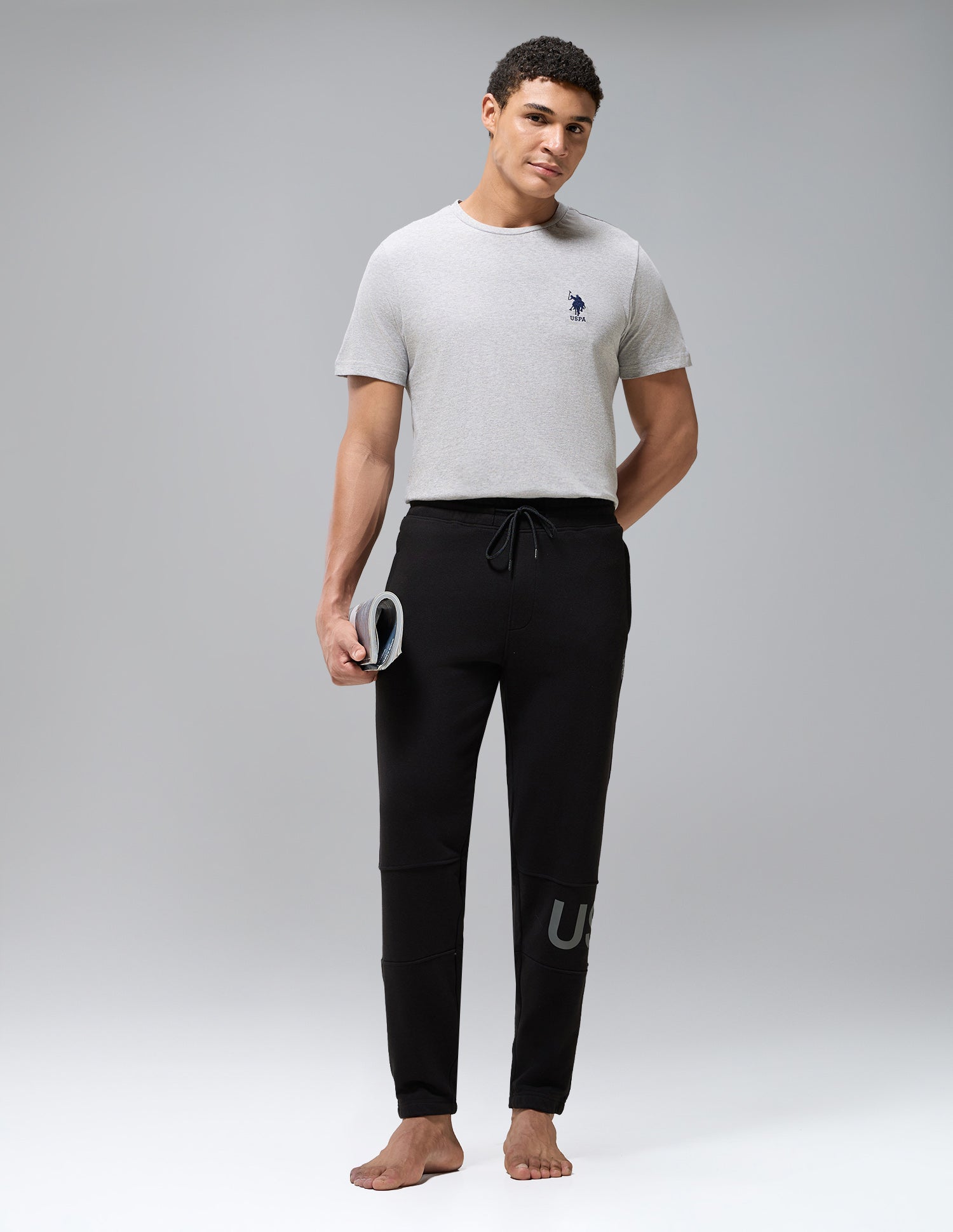 Cotton Rich Loopknit OJ012 Joggers Black - U.S. Polo Assn. India | Large