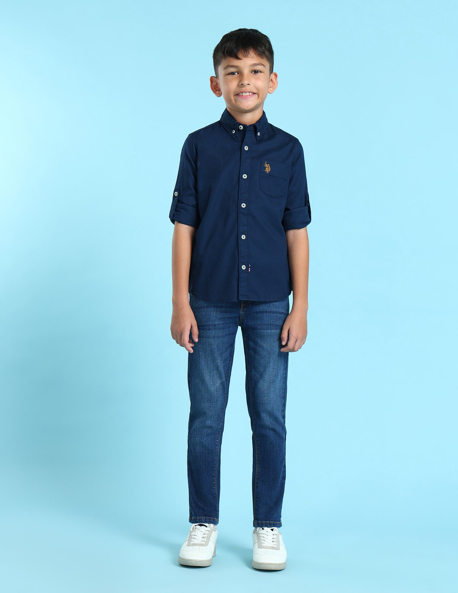 Button Down Collar Solid Shirt Navy - U.S. POLO ASSN. | Large