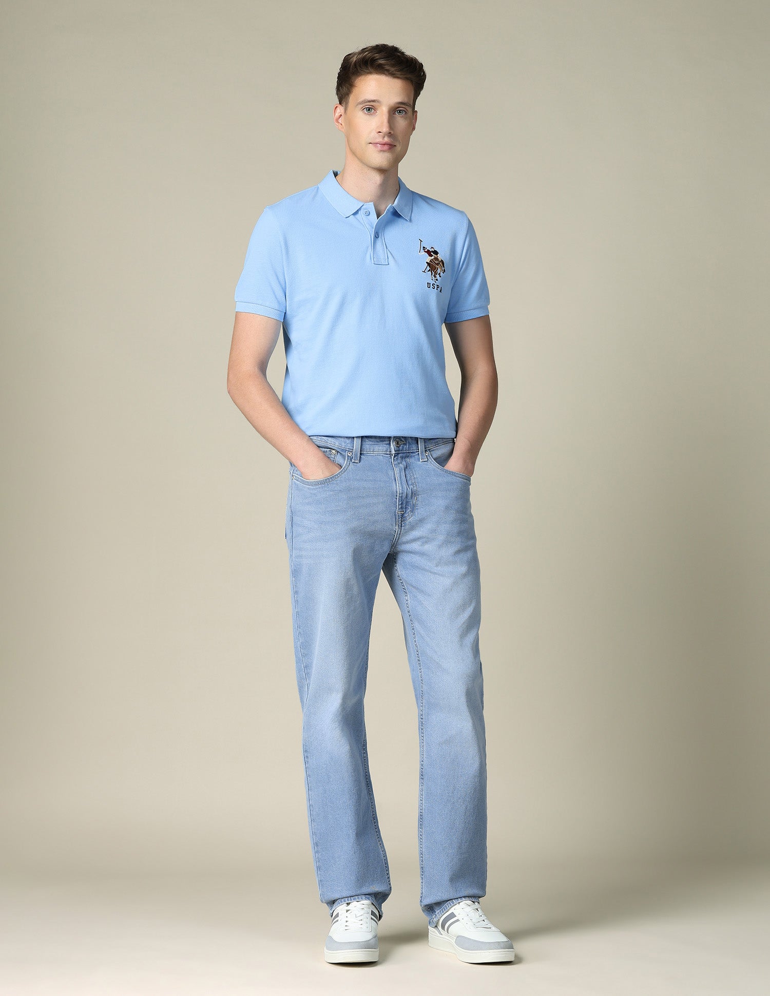 Solid Regular Fit Polo Shirt Medium Blue - U.S. POLO ASSN. | Large