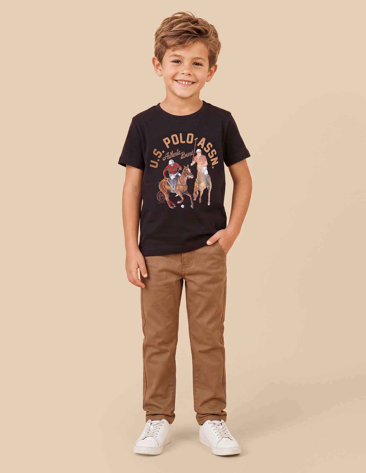 Graphic Brand Printed Regular Fit T-Shirt Brown - U.S. Polo Assn. India | Large