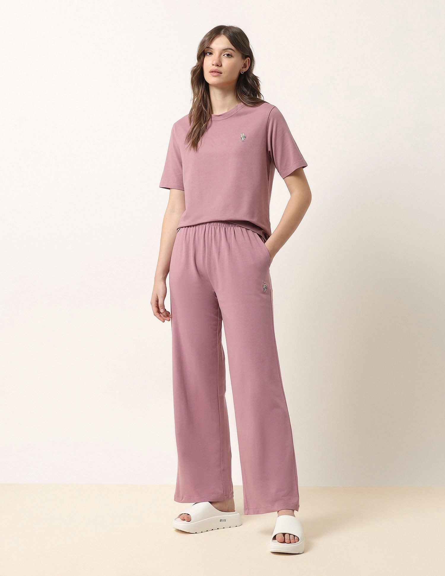 High-Rise Wide Leg Lounge Pants Purple - U.S. POLO ASSN. | Large