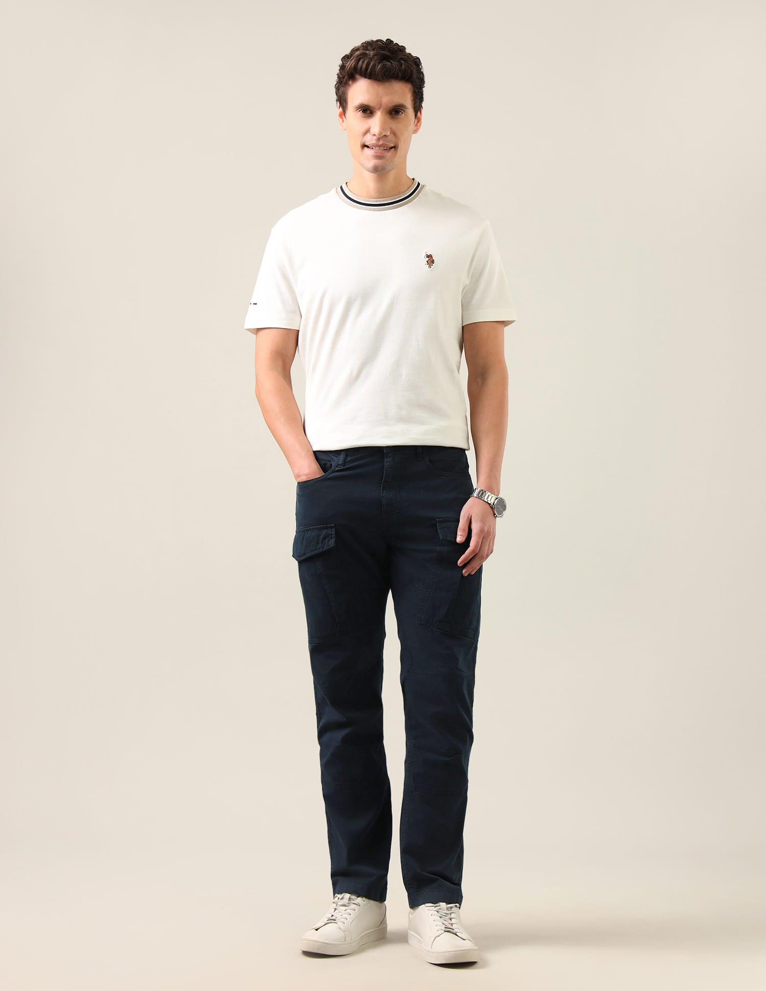 Harold Slim Straight Fit Twill Cargos Blue - U.S. Polo Assn. India | Large