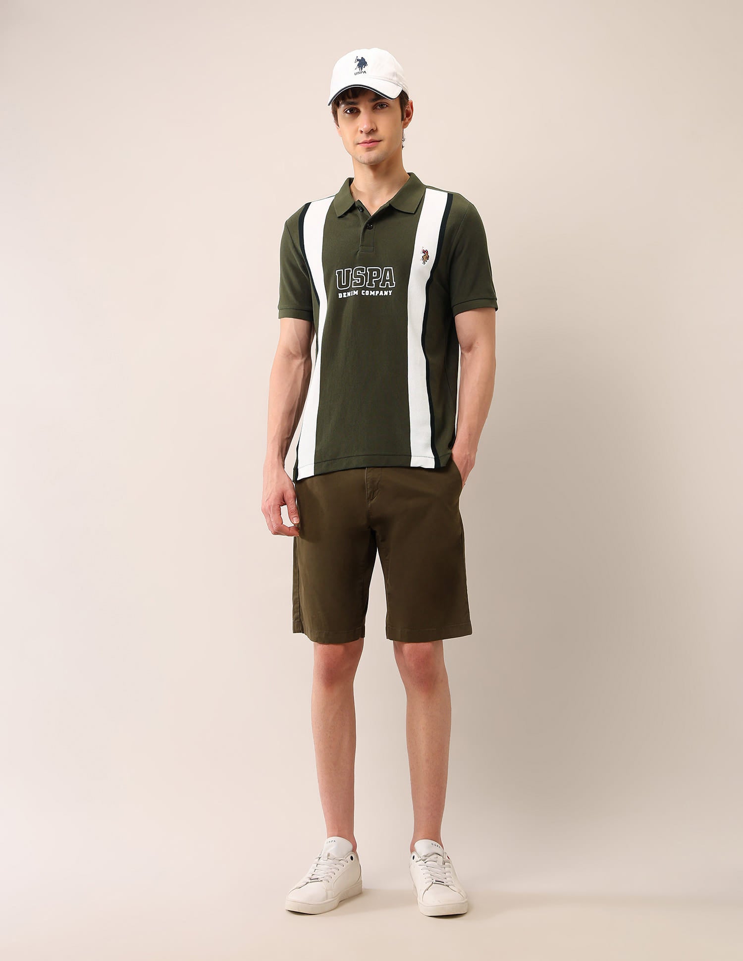 Colourblocked Pure Cotton Polo Shirt Olive - U.S. Polo Assn. India | Large