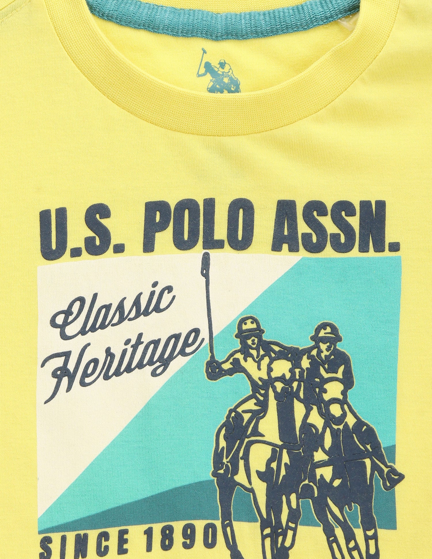Boys Brand Print Cotton T-Shirt Yellow - U.S. POLO ASSN. | Large