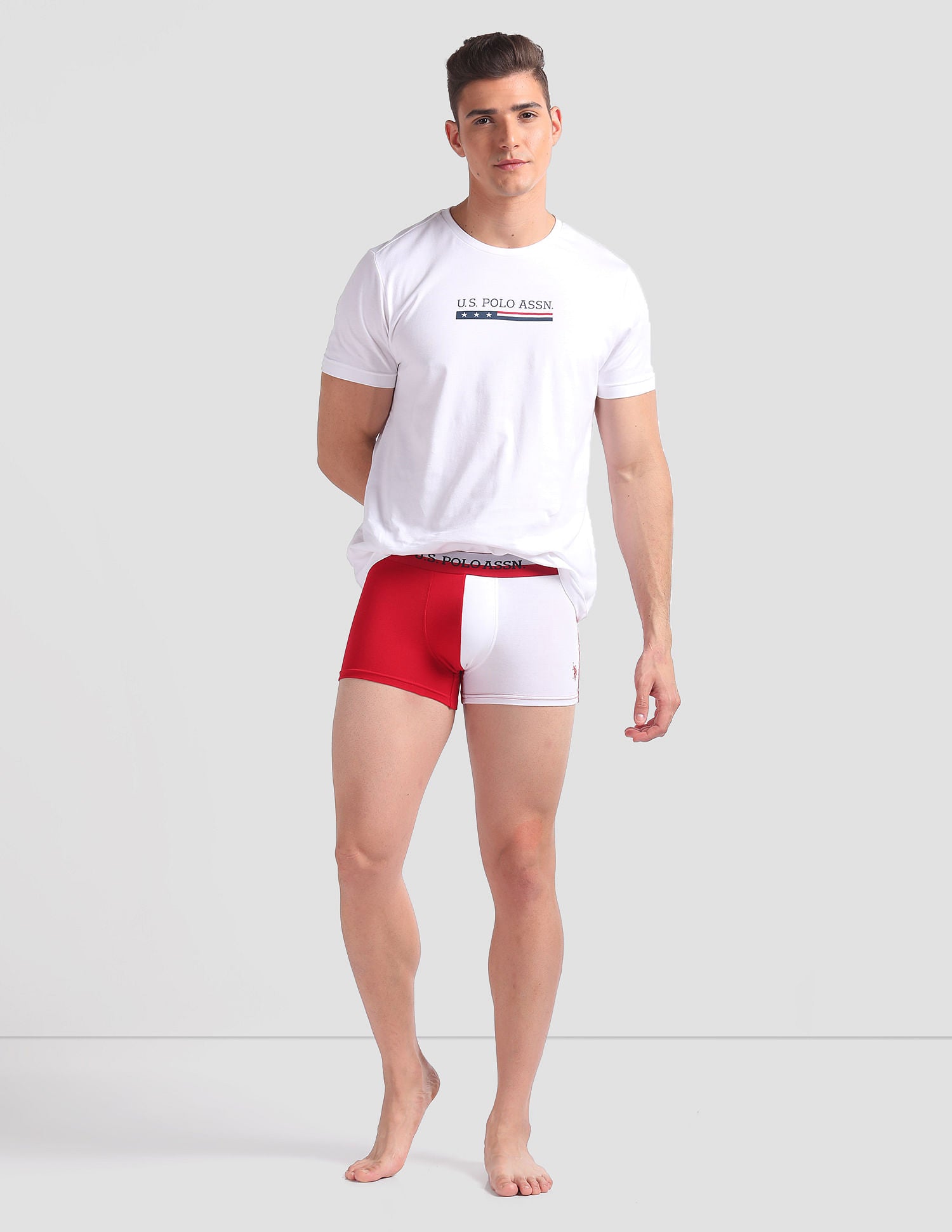 Cotton Spandex OET02 Trunks - Pack Of 2 Red and Navy - U.S. POLO ASSN. | Large